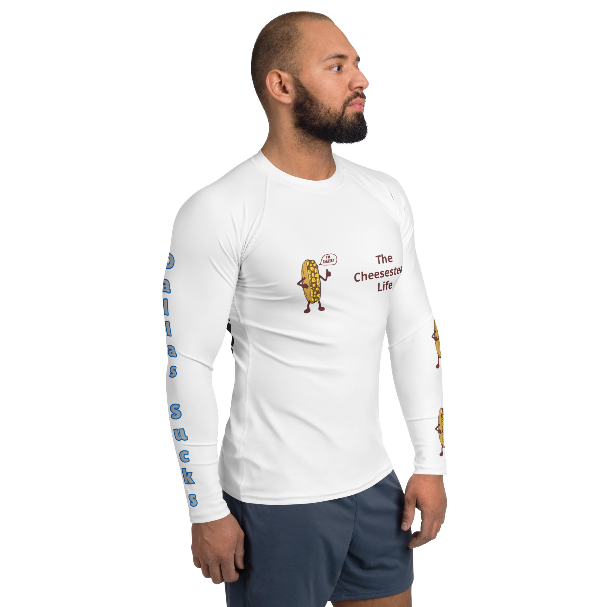 Men's Rash Guard - Cheesesteak Life - Cheesey Eagles Fan - Amigo Dan - Image 4