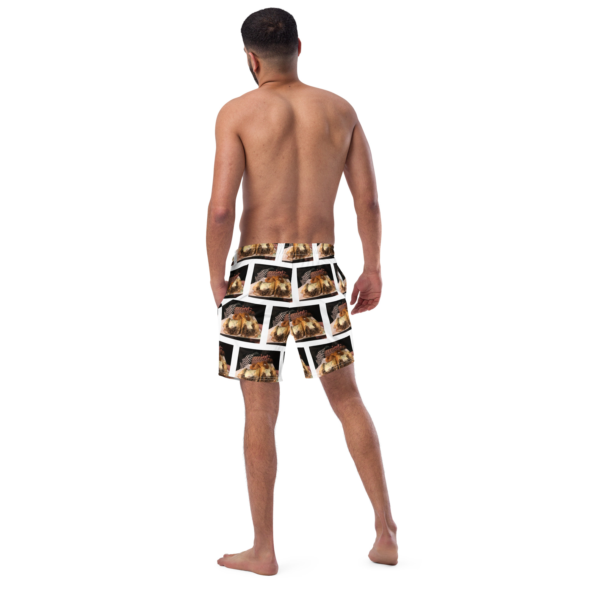 Men's Recycled Swim Trunks - Cheesesteak Life - Cheesey Fishnets everywhere - Image 4