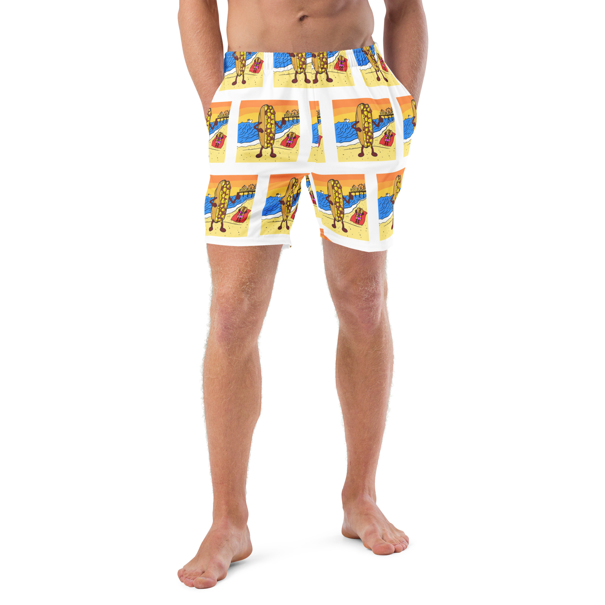 Men's Recycled Swim Trunks - Cheesey Beach everywhere