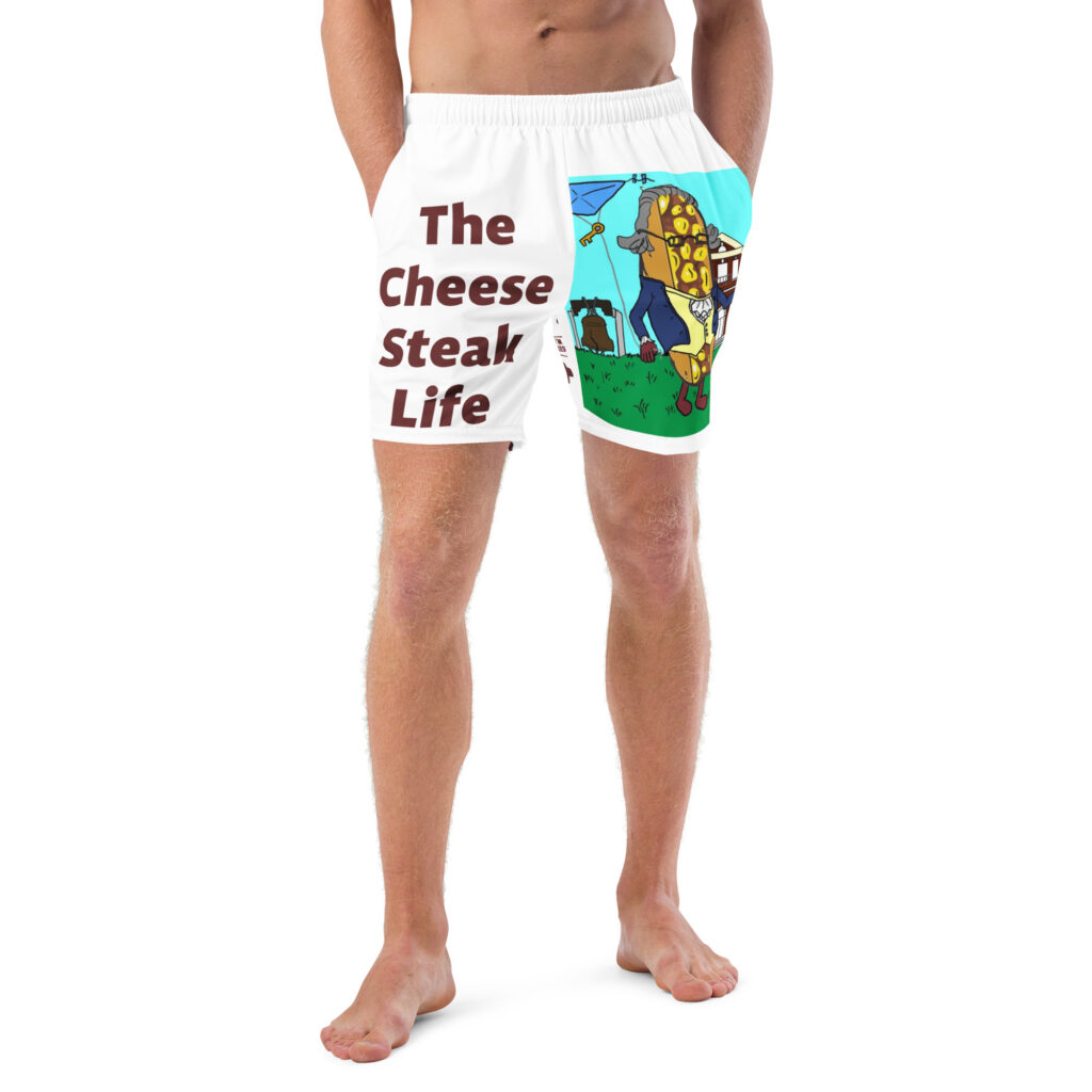 Men's Swim Trunks - Cheesesteak Life - Cheesey History on Front - Lil Cheesey's on back