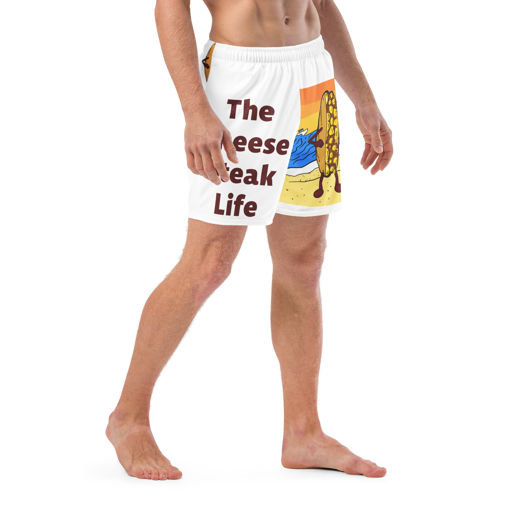 Men's Swim Trunks - Amigo Dan - Big Cheesey Beach on Front - Lil Cheesey's on back - Image 3