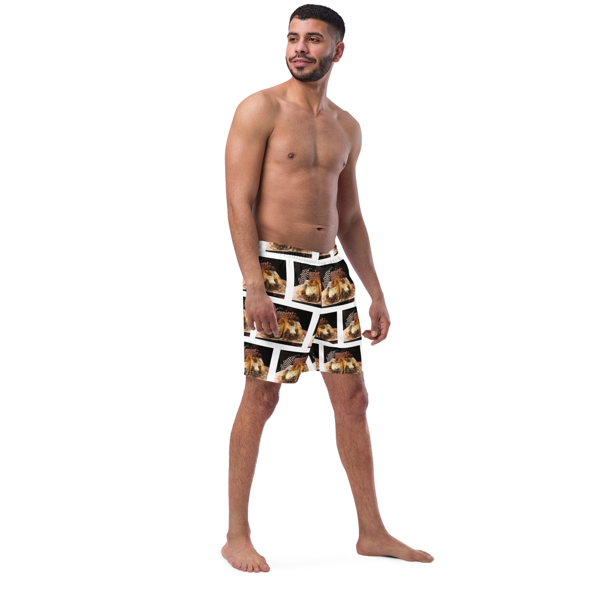 Men's Recycled Swim Trunks - Cheesesteak Life - Cheesey Fishnets everywhere - Image 2