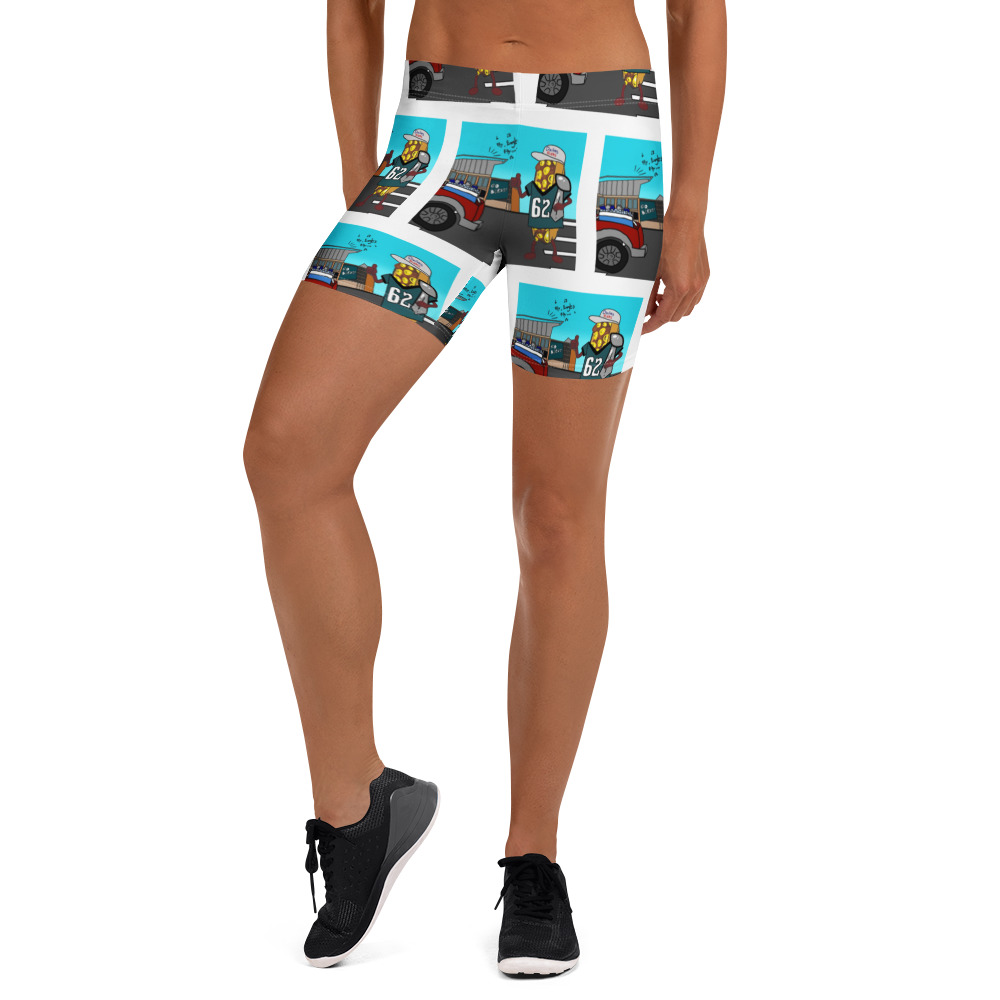 Yoga Shorts - The Cheesesteak Life - Cheesey Eagles fan - all over