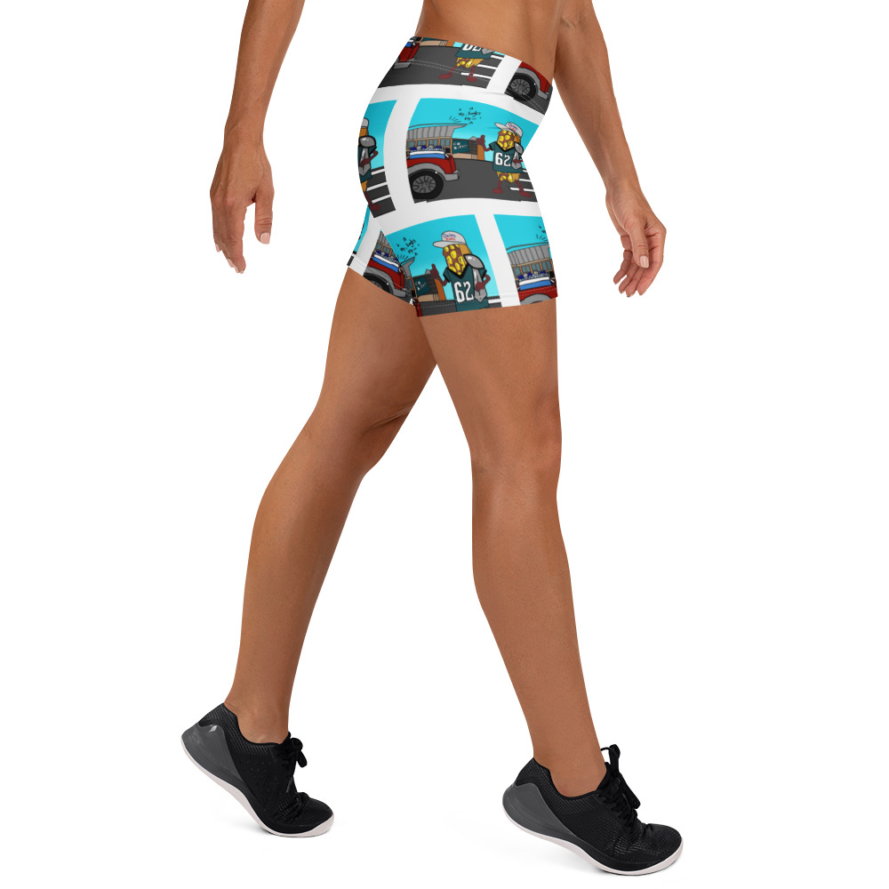Yoga Shorts - The Cheesesteak Life - Cheesey Eagles fan - all over - Image 4