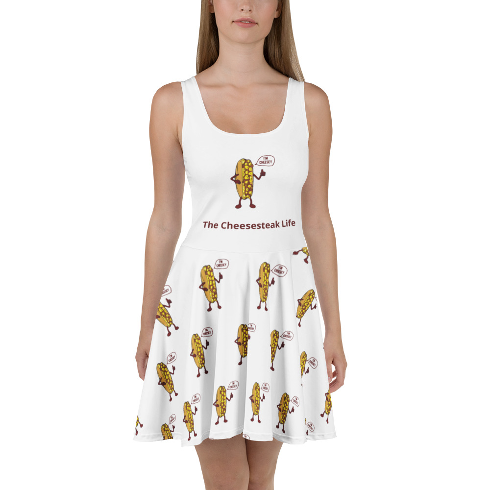 Skater Dress - Cheesesteak Life - Mr. Cheesey Front - Lil Cheesey All Over