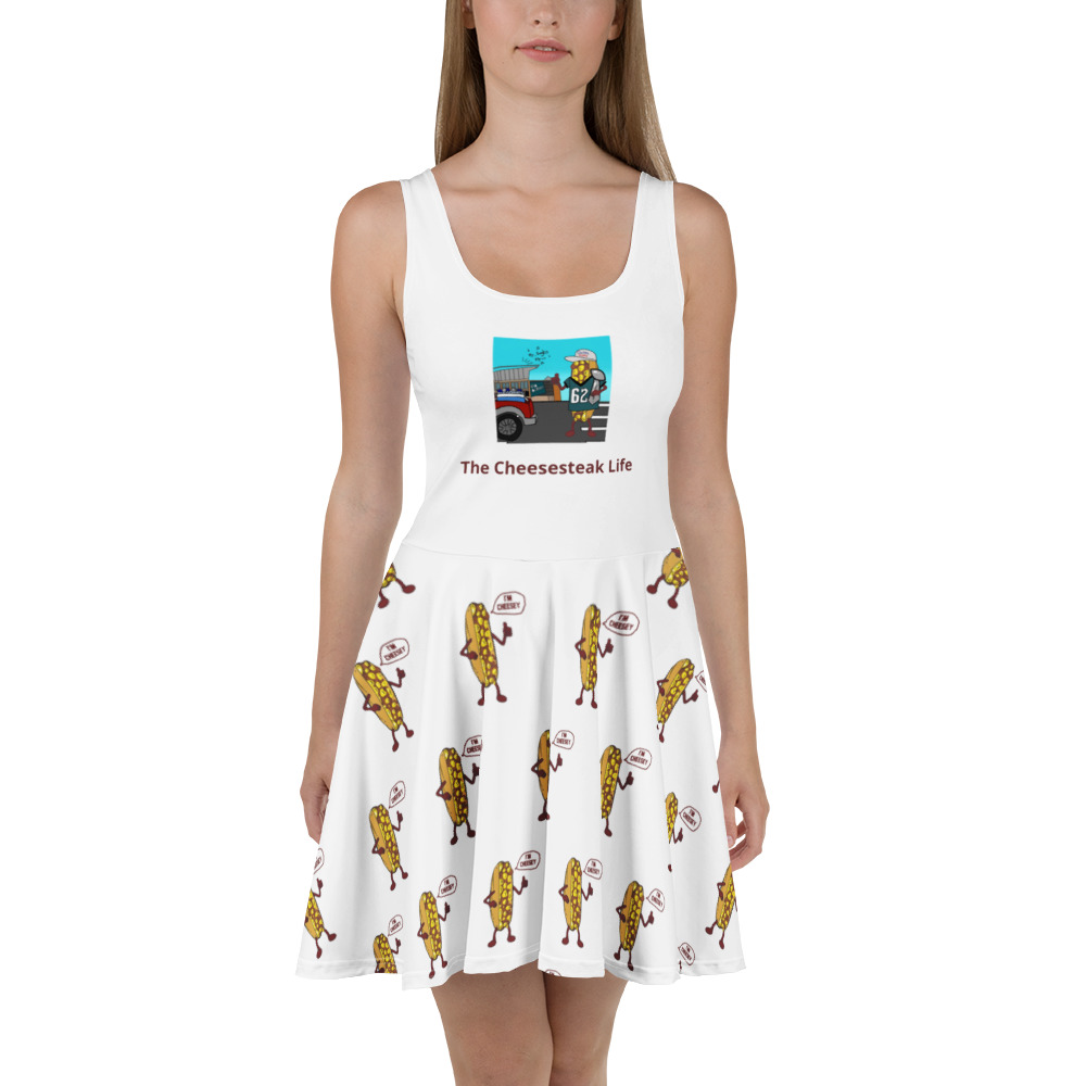 Skater Dress - Cheesesteak Life - Cheesey Eagles Fan Front - Lil Cheesey All Over