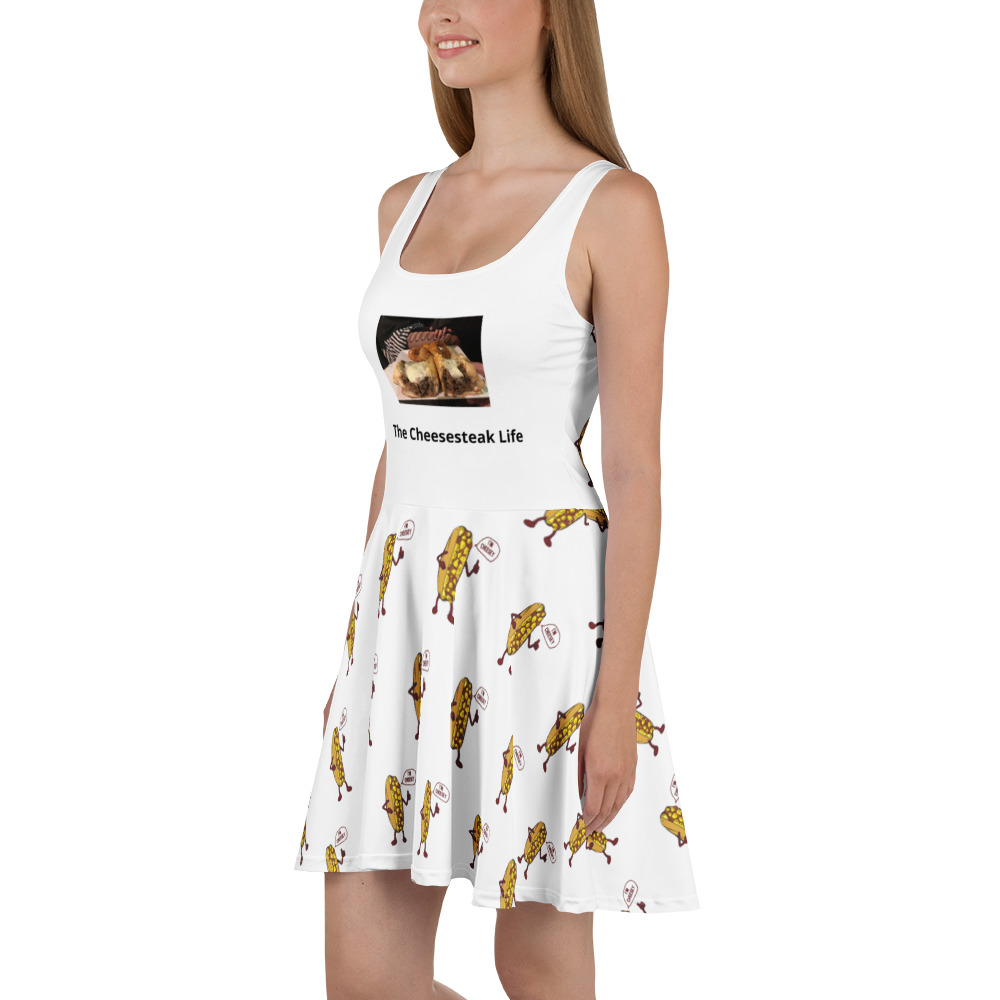 Skater Dress - Cheesey Fishnets Front - Lil Cheesey All Over - Image 3
