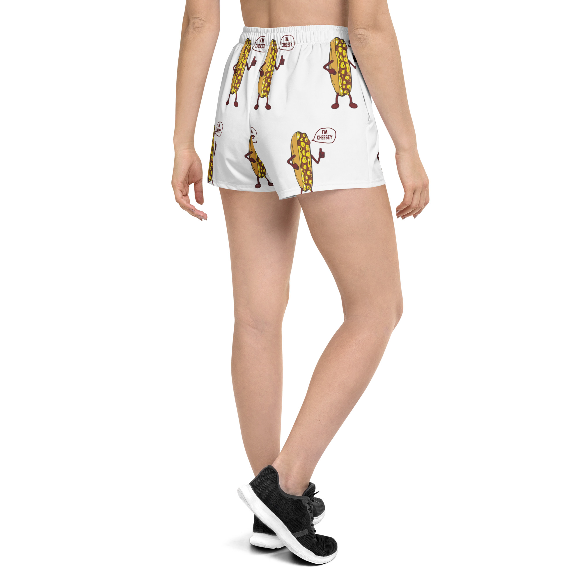 Women’s Recycled Athletic Shorts - Mr. Cheesey - All Over - Image 4