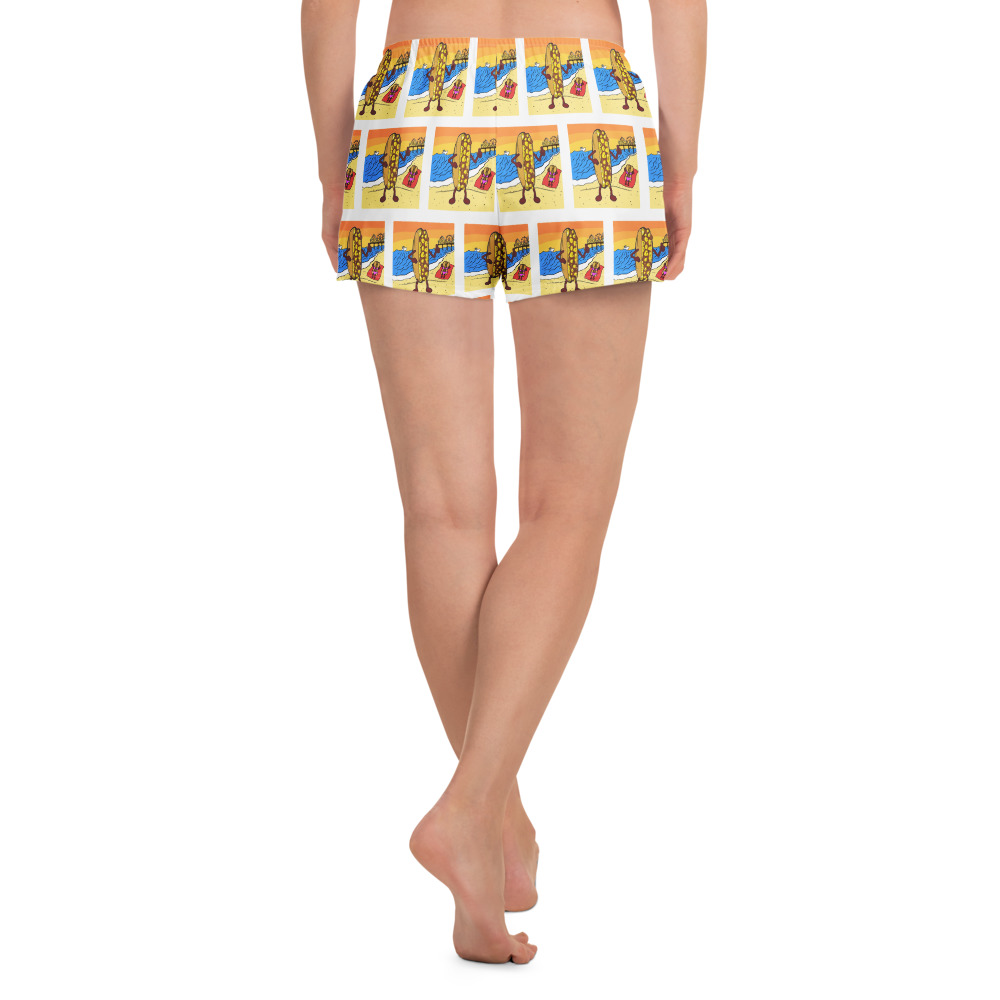 Women’s Recycled Athletic Shorts - Cheesesteak Life - Lil' Amigo Dan - Cheesey Beach - Image 4