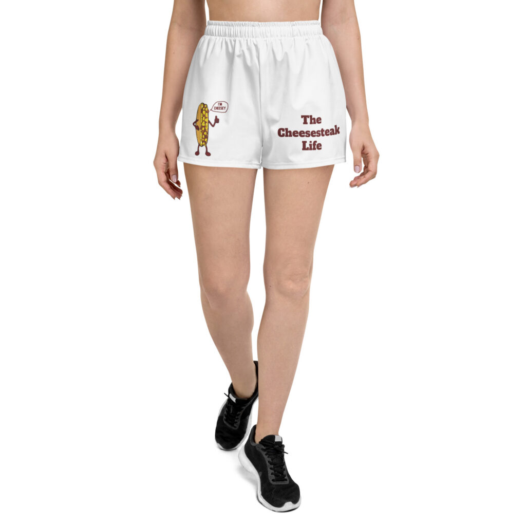 Women’s Recycled Athletic Shorts - Cheesesteak Life - Lil' Amigo Dan - Mr. Cheesey - Lil on back
