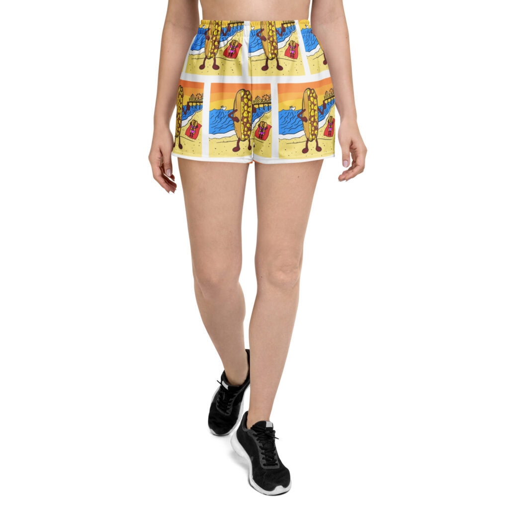 Women’s Recycled Athletic Shorts - Cheesey Beach - All Over