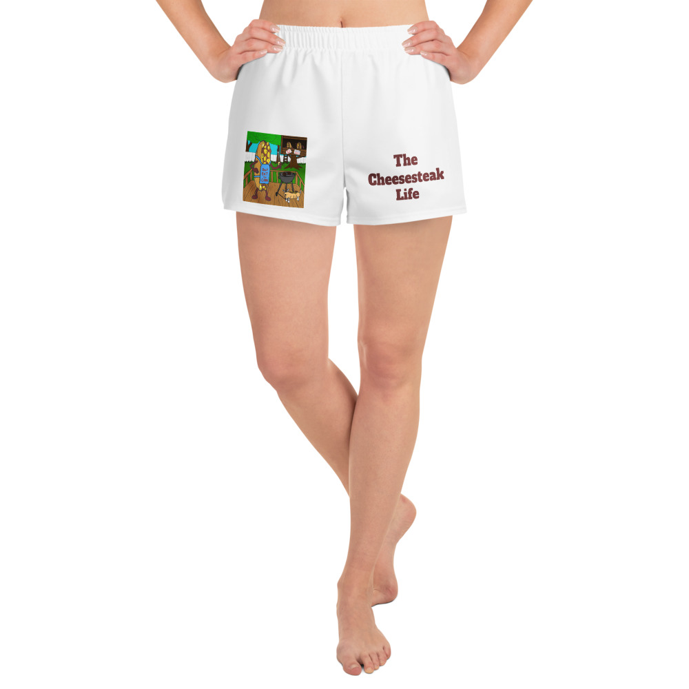 Women’s Recycled Athletic Shorts - Cheesesteak Life - Lil' Amigo Dan - Cheesey Bar-B-Que