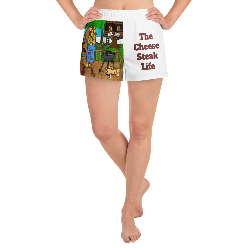 Women’s Recycled Athletic Shorts - Cheesesteak Life - Big Amigo Dan - Cheesey Bar-B-que