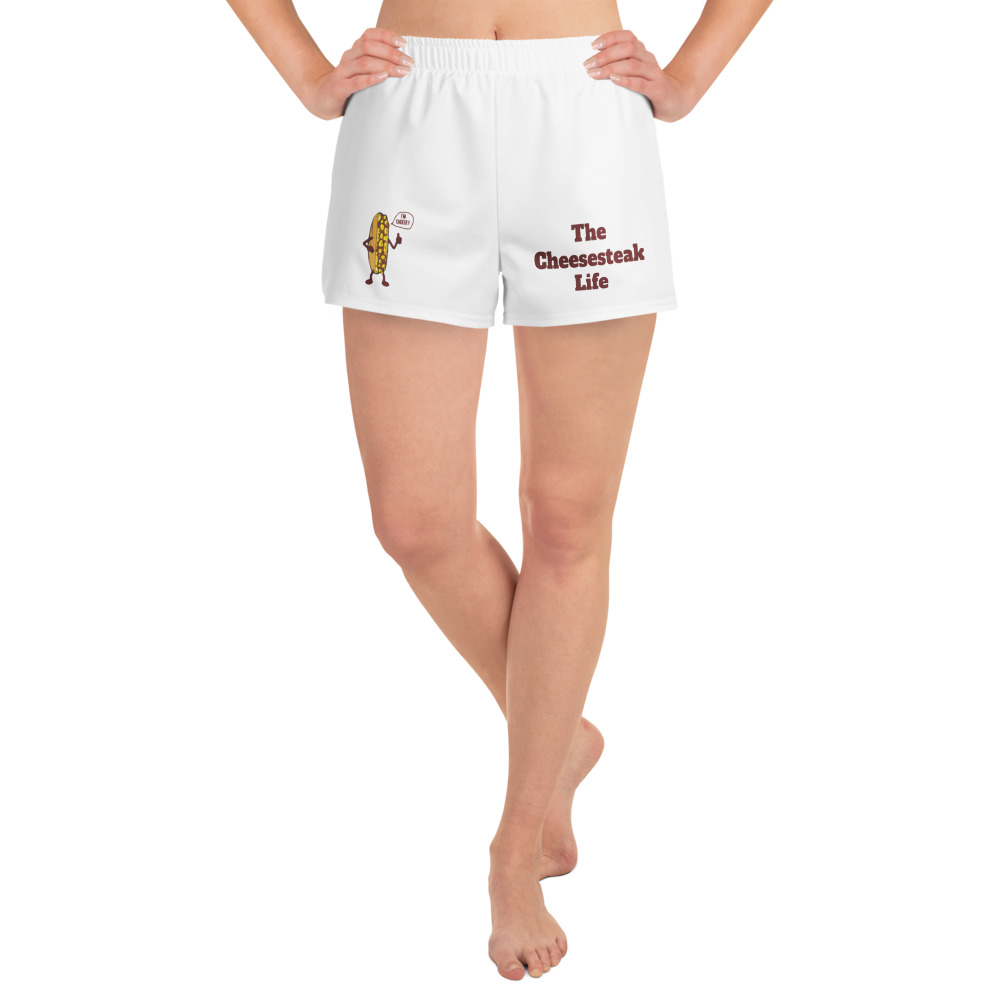 Women’s Recycled Athletic Shorts - Cheesesteak Life - Lil' Amigo Dan - Cheesey Beach