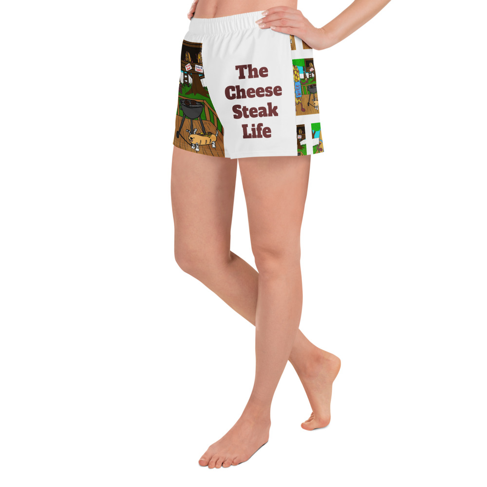Women’s Recycled Athletic Shorts - Cheesesteak Life - Big Amigo Dan - Cheesey Bar-B-que - Image 3