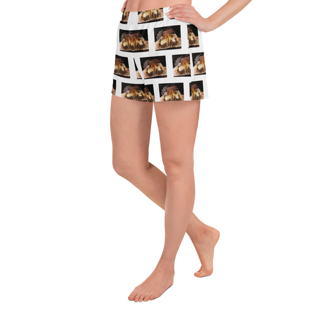 Women’s Recycled Athletic Shorts - Cheesesteak Life - Cheesey Fishnet Stockings everywhere - Image 3