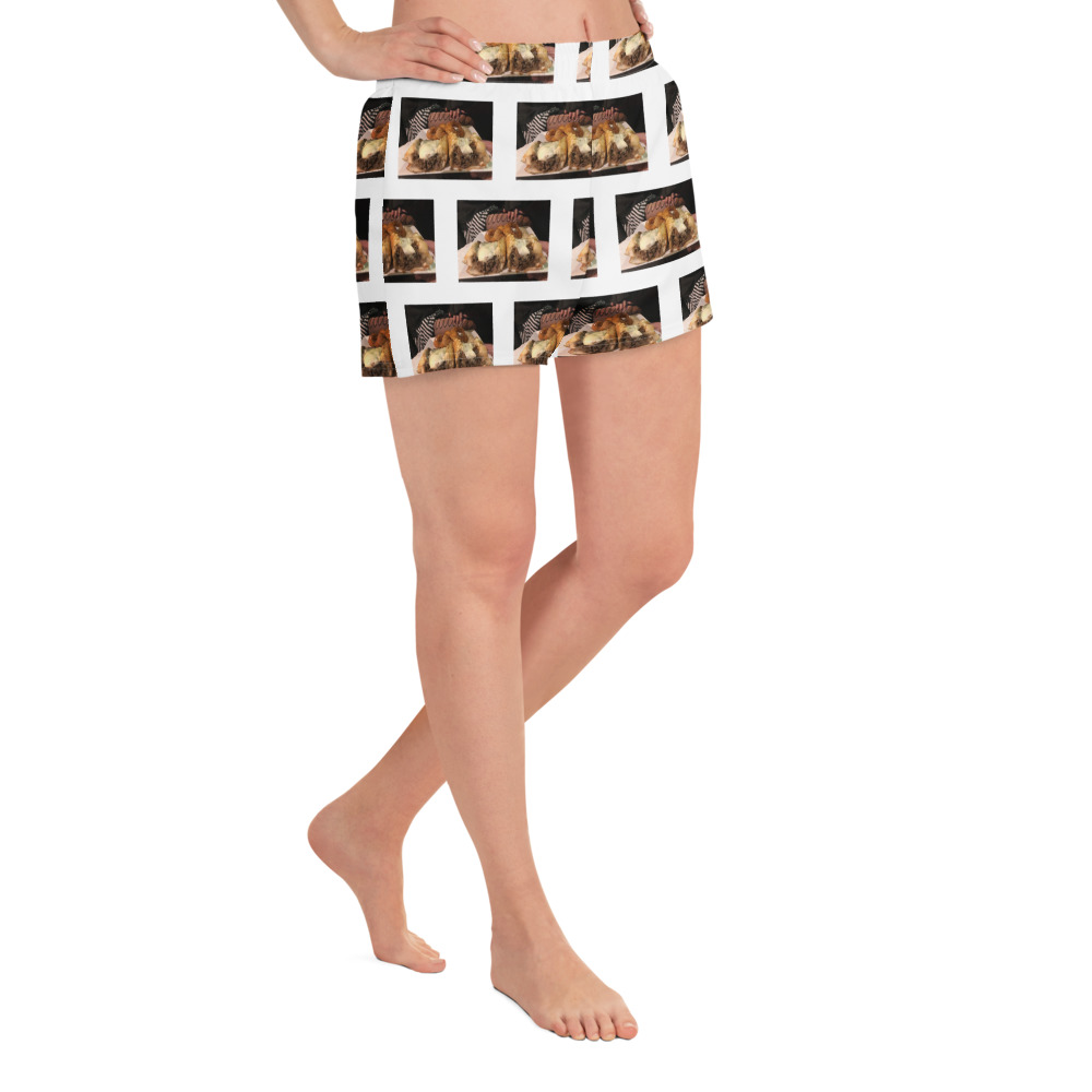 Women’s Recycled Athletic Shorts - Cheesesteak Life - Cheesey Fishnet Stockings everywhere - Image 2