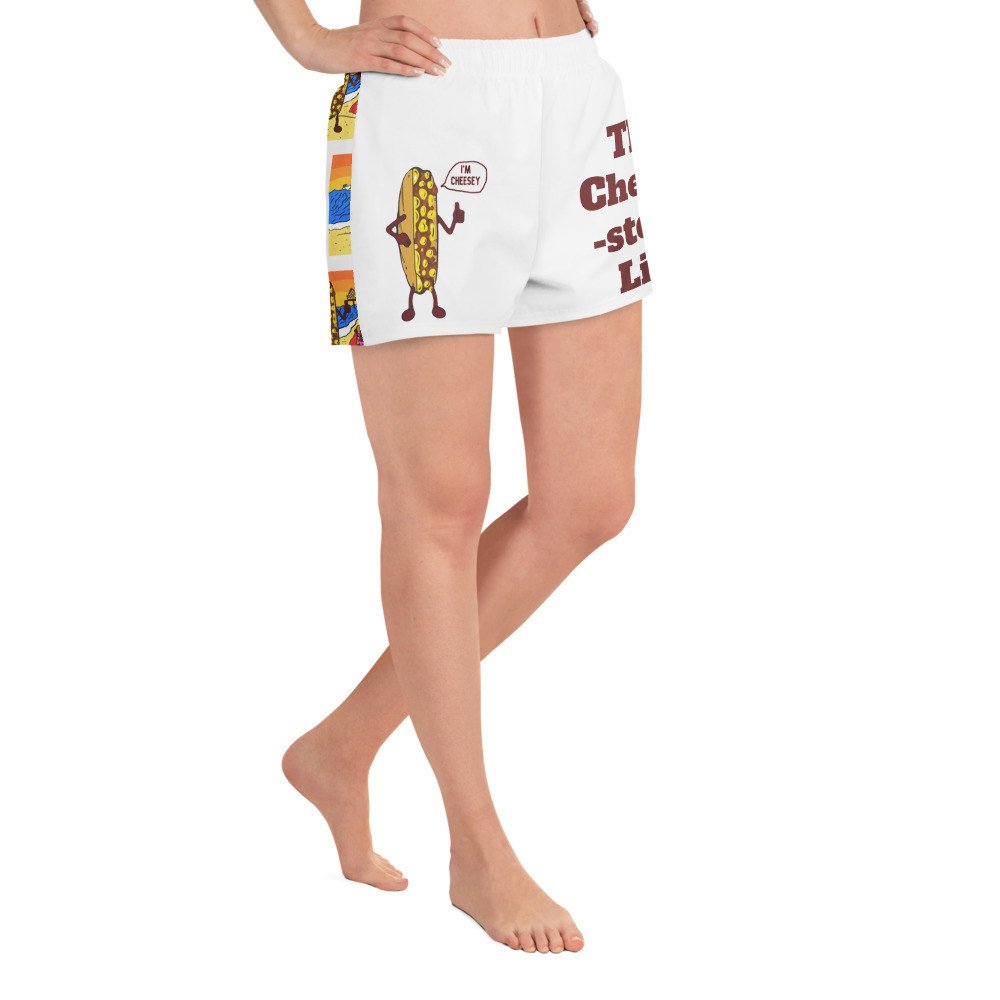 Women’s Recycled Athletic Shorts - Cheesesteak Life - Big Amigo Dan - Cheesey Beach - Image 2