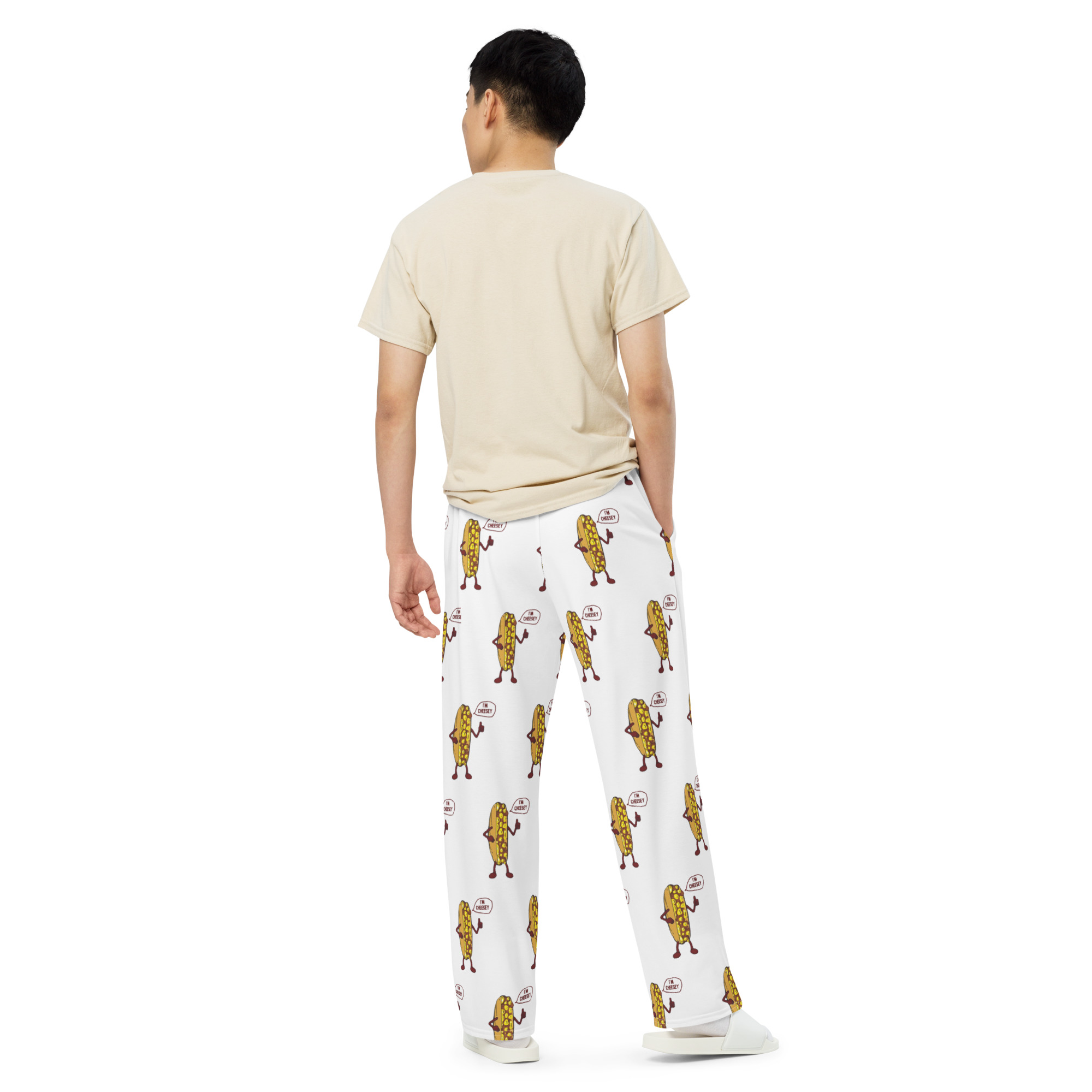 unisex wide-leg pants - Cheesesteak Life - Mr. Cheesey on front - Lil cheesey's on back - Image 3
