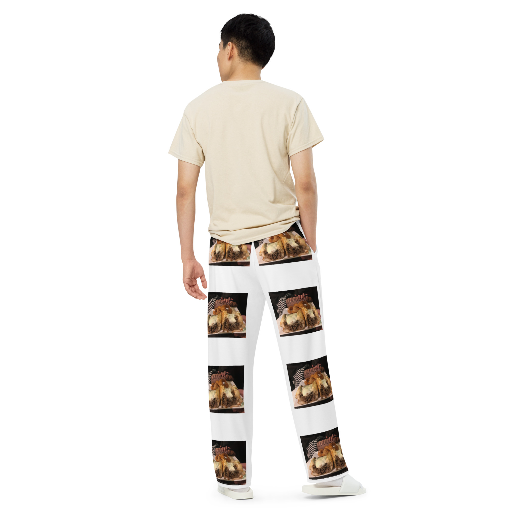 Wide-leg pants - Cheesesteak Life - Amigo Dan - Cheesey Fishnet Stockings - Big on front, lil on back - Image 3