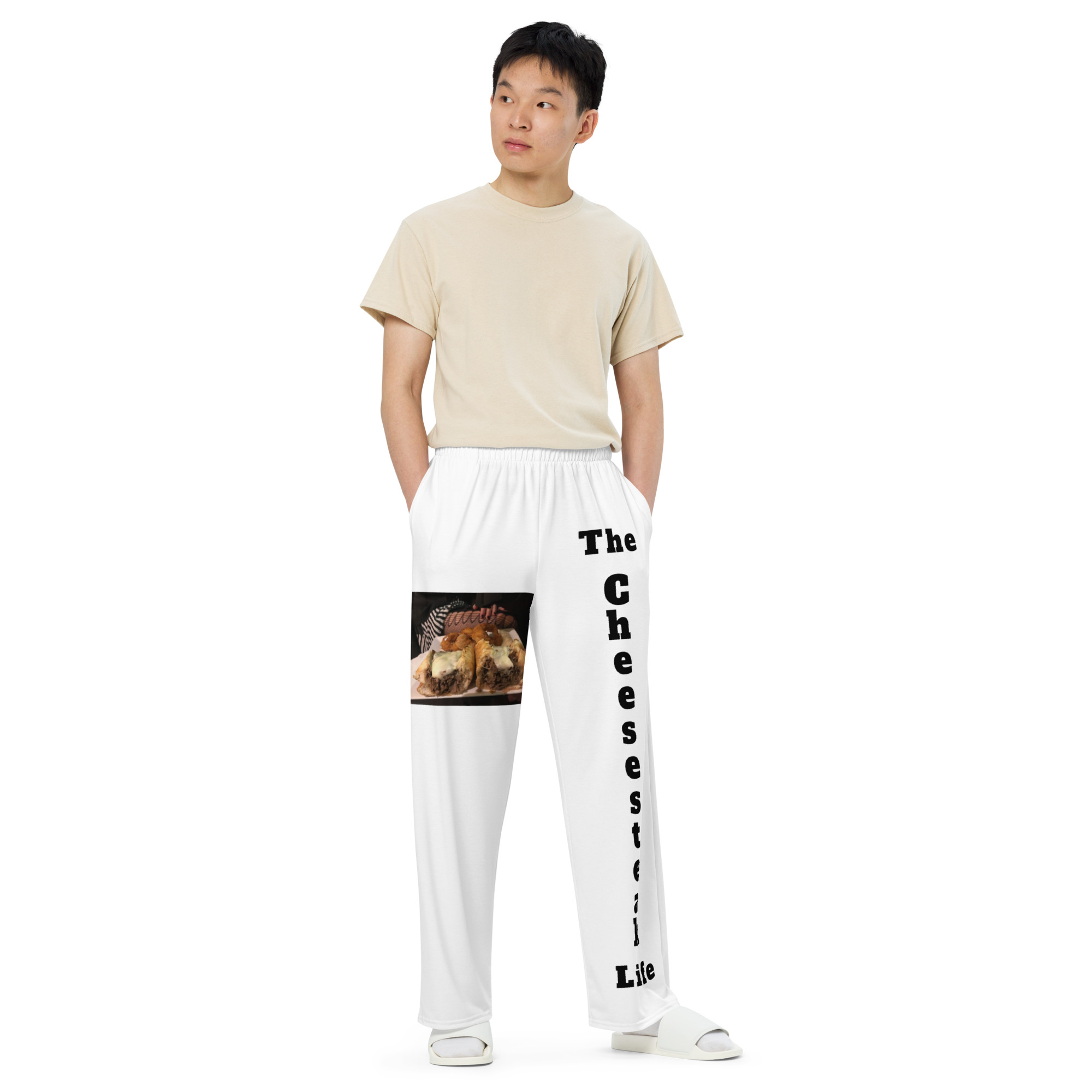 Wide-leg pants - Cheesesteak Life - Amigo Dan - Cheesey Fishnet Stockings - Big on front, lil on back