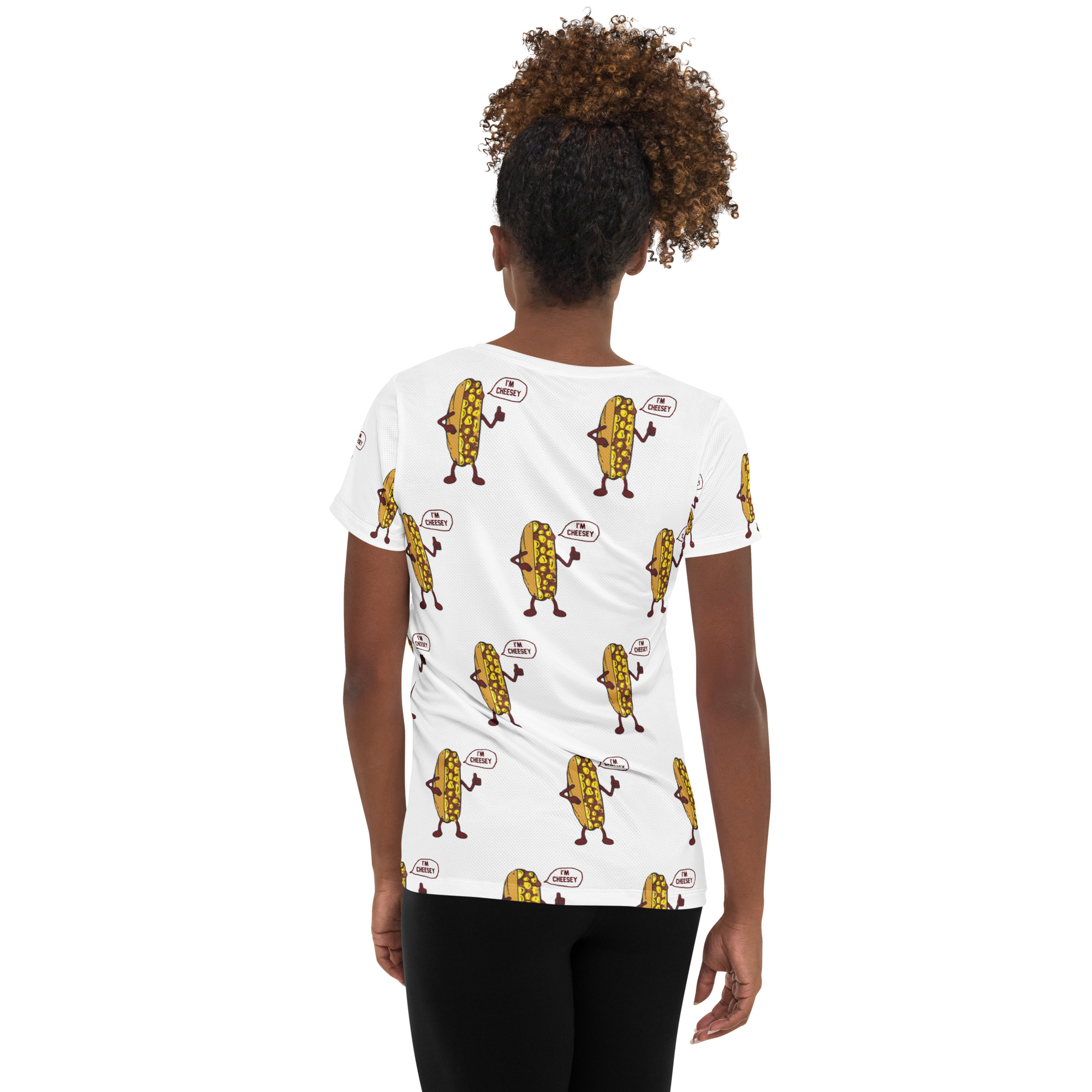 Women's Athletic T-shirt - Cheesesteak Life - Cheesey Beach - lil Cheesey on back - Image 2
