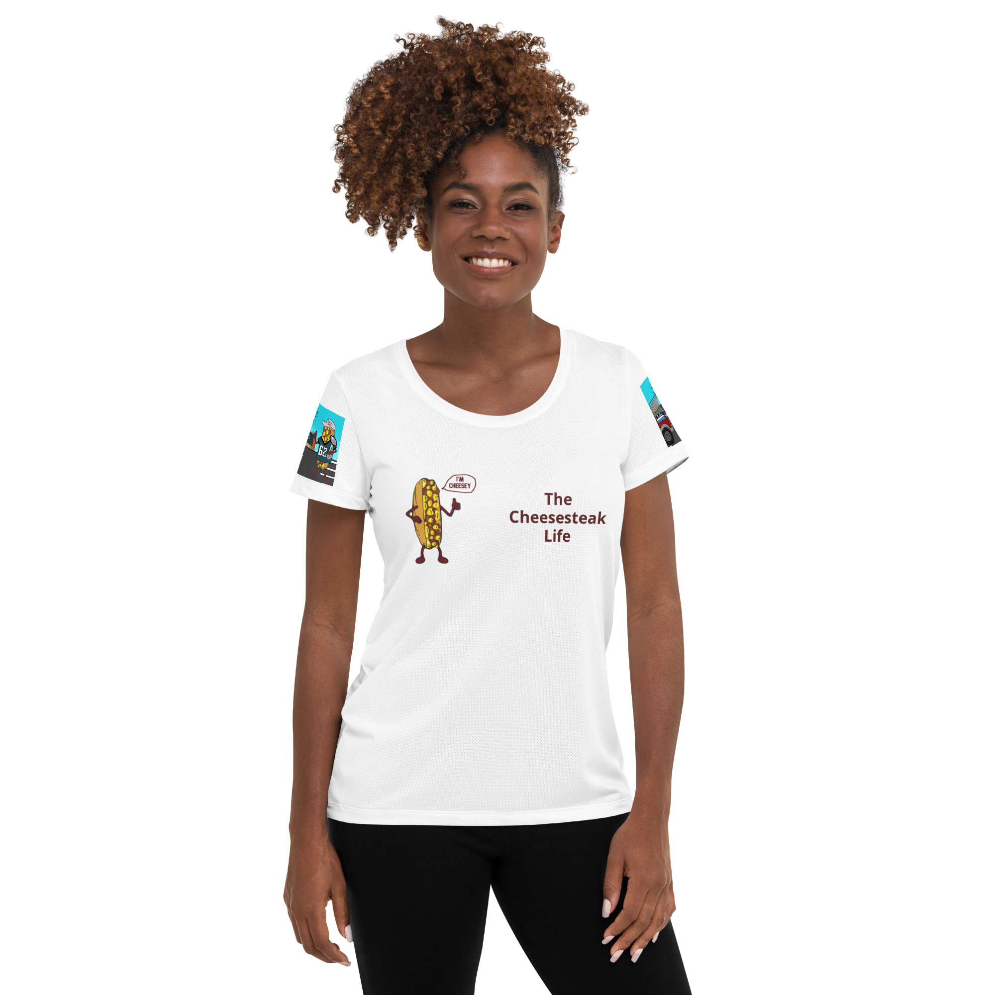 Women's Athletic T-shirt - Cheesesteak Life - Cheesey Eagles Fan - Amigo Dan