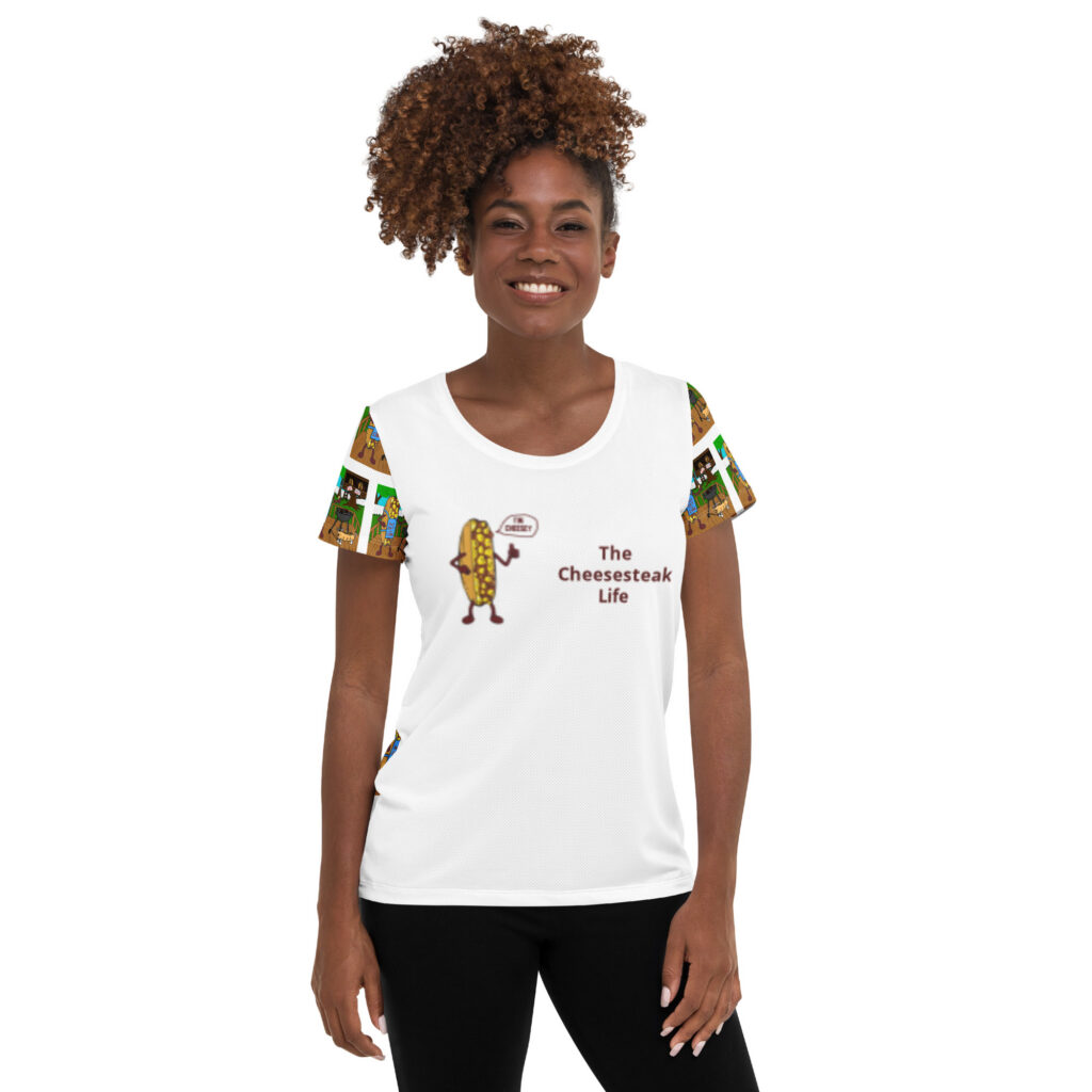 Women's Athletic T-shirt - Cheesesteak Life - Cheesey Bar-B-Que - Amigo Dan