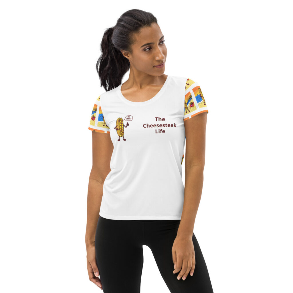Women's Athletic T-shirt - Cheesesteak Life - Cheesey Beach - Amigo Dan