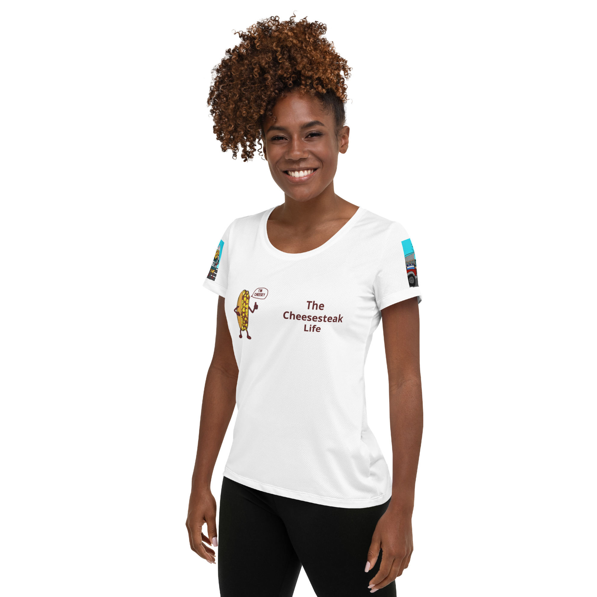 Women's Athletic T-shirt - Cheesesteak Life - Cheesey Eagles Fan - Amigo Dan - Image 3