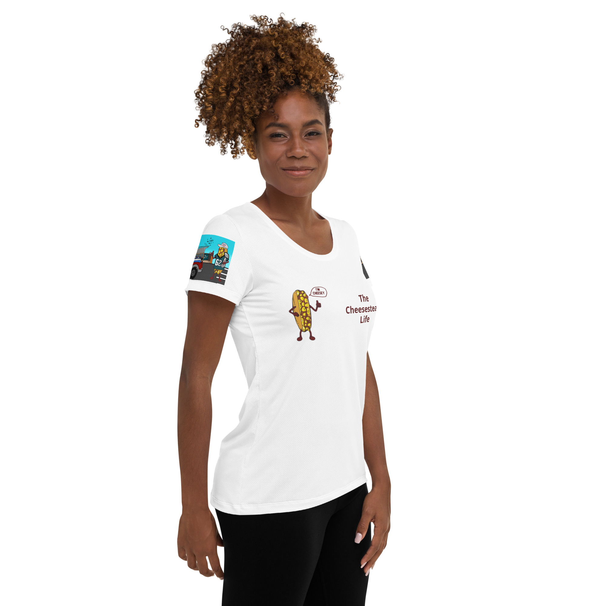 Women's Athletic T-shirt - Cheesesteak Life - Cheesey Eagles Fan - Amigo Dan - Image 4