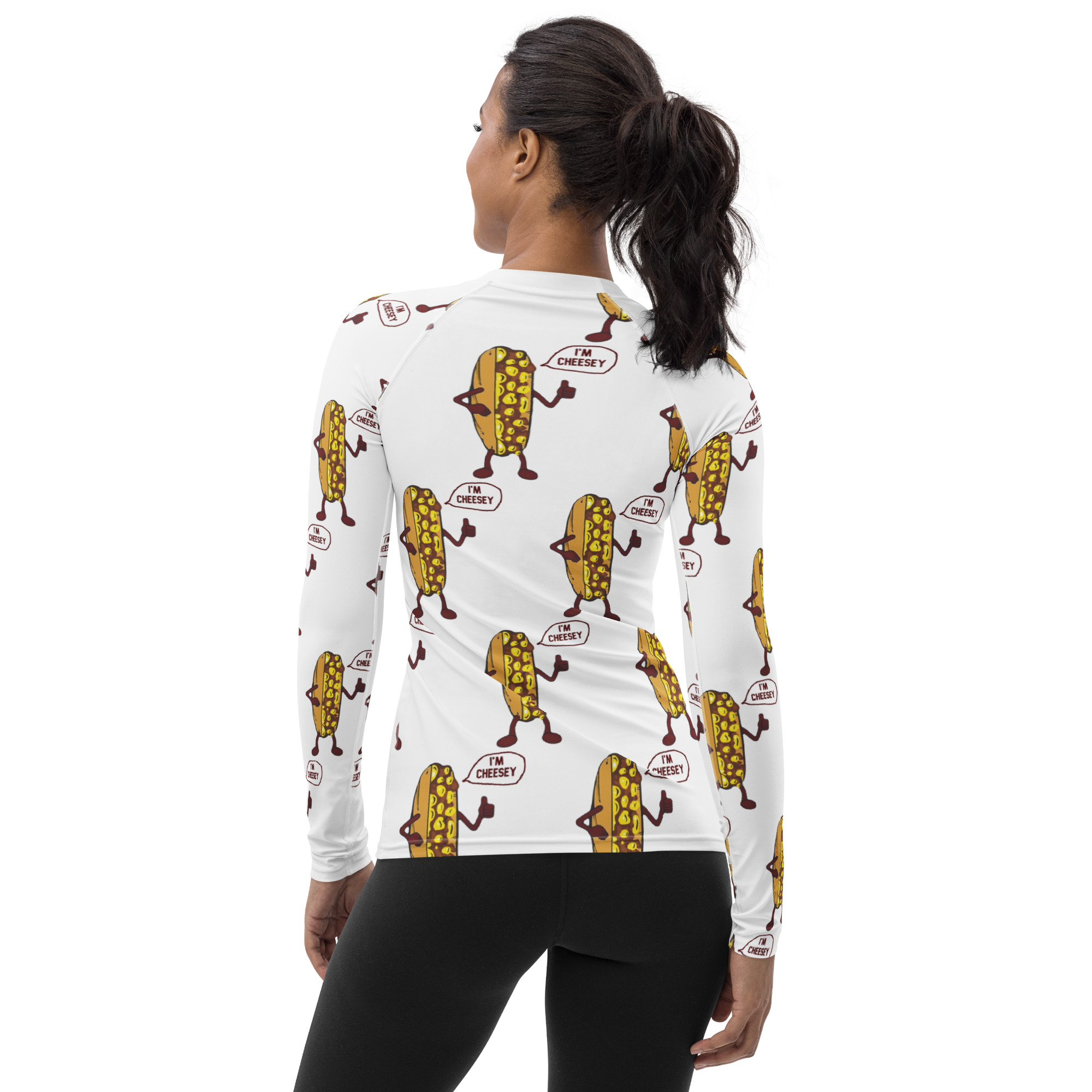 Women's Rash Guard - Cheesey Beach Front - Lil Cheesey All Over Back - Image 2