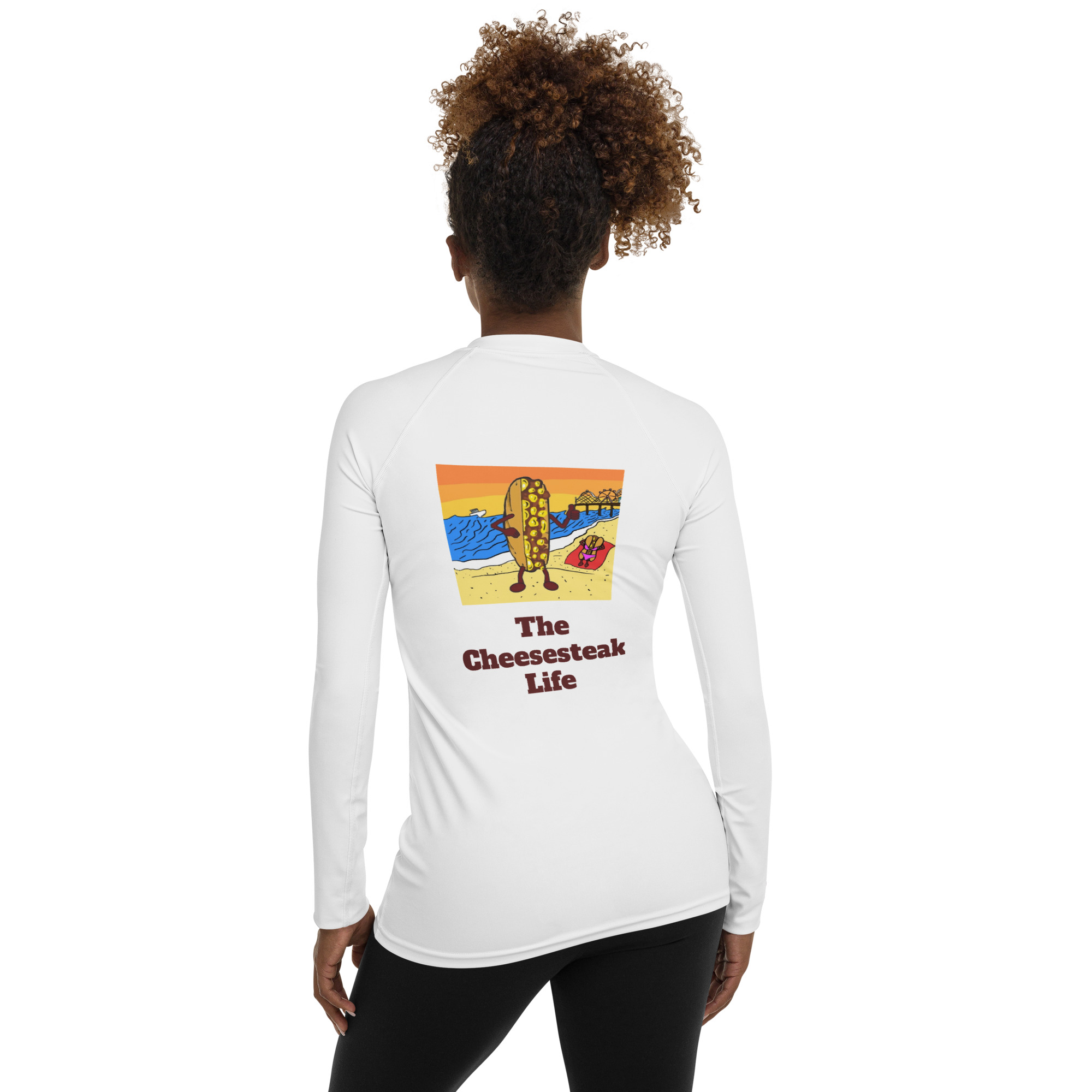 Women's Rash Guard - Amigo Dan - Cheesey Beach - TCL on Arm - Image 2