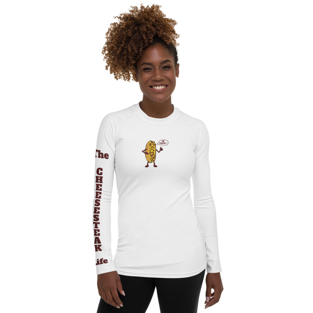 Women's Rash Guard - Amigo Dan - Cheesey Beach - TCL on Arm
