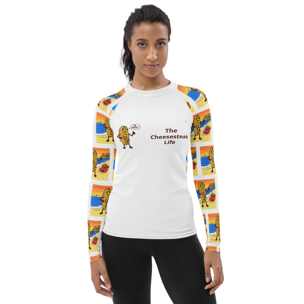 Women's Rash Guard - Cheesesteak Life - Cheesey Beach - Amigo Dan Collection