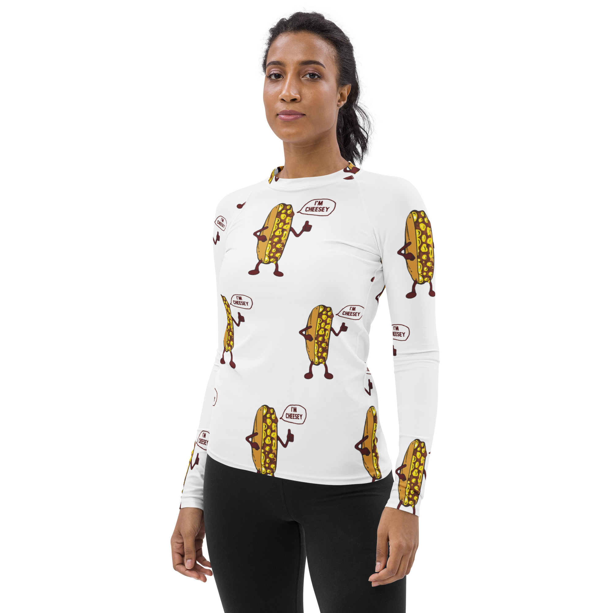 Women's Rash Guard - Mr. Cheesey All Over - Image 3