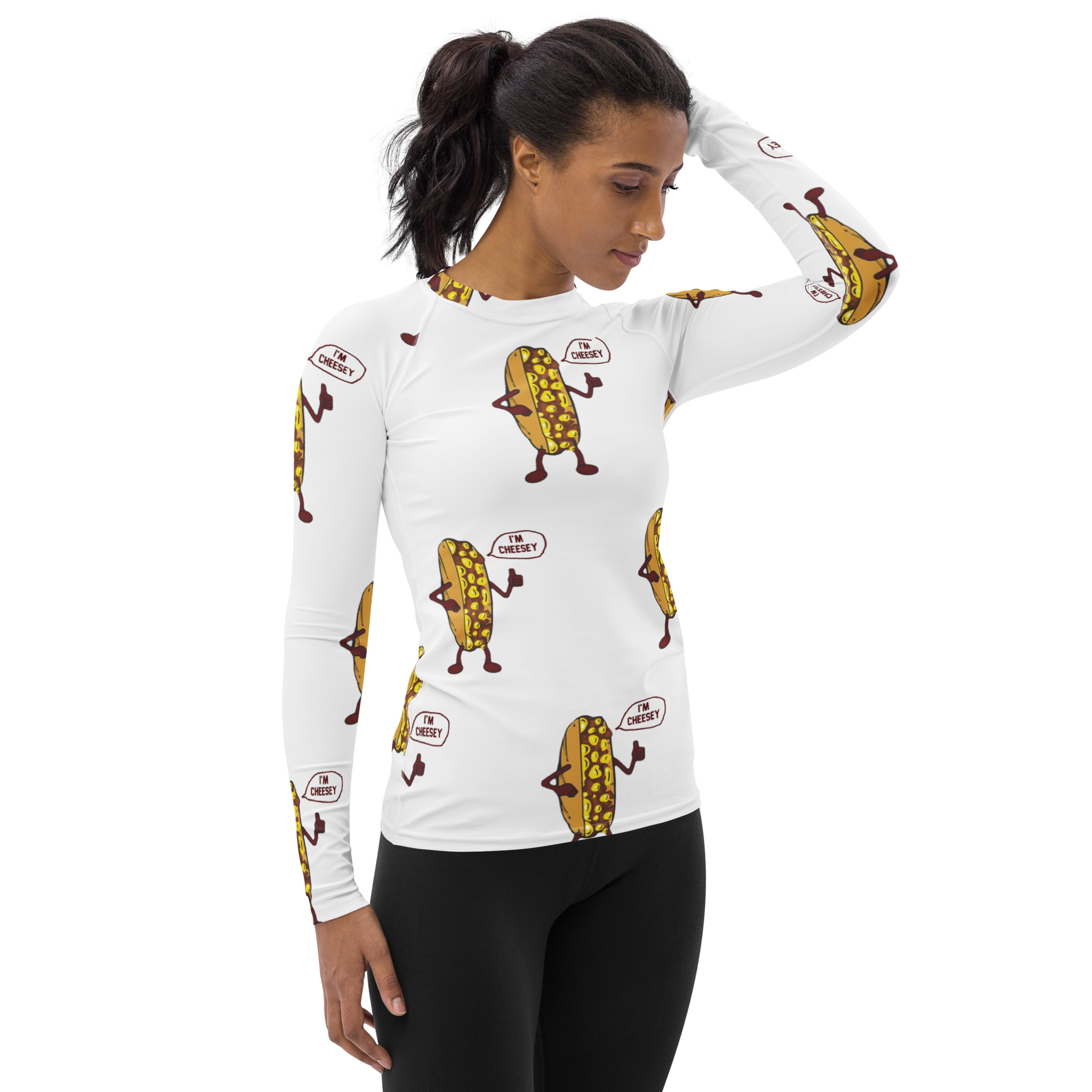 Women's Rash Guard - Mr. Cheesey All Over - Image 4