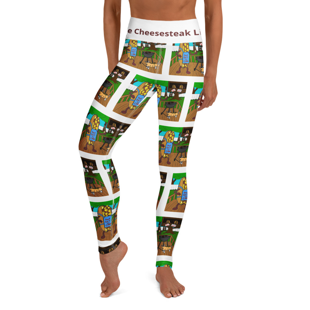 Yoga Leggings - Cheesesteak Life - Cheesey Bar-B-Que All Over
