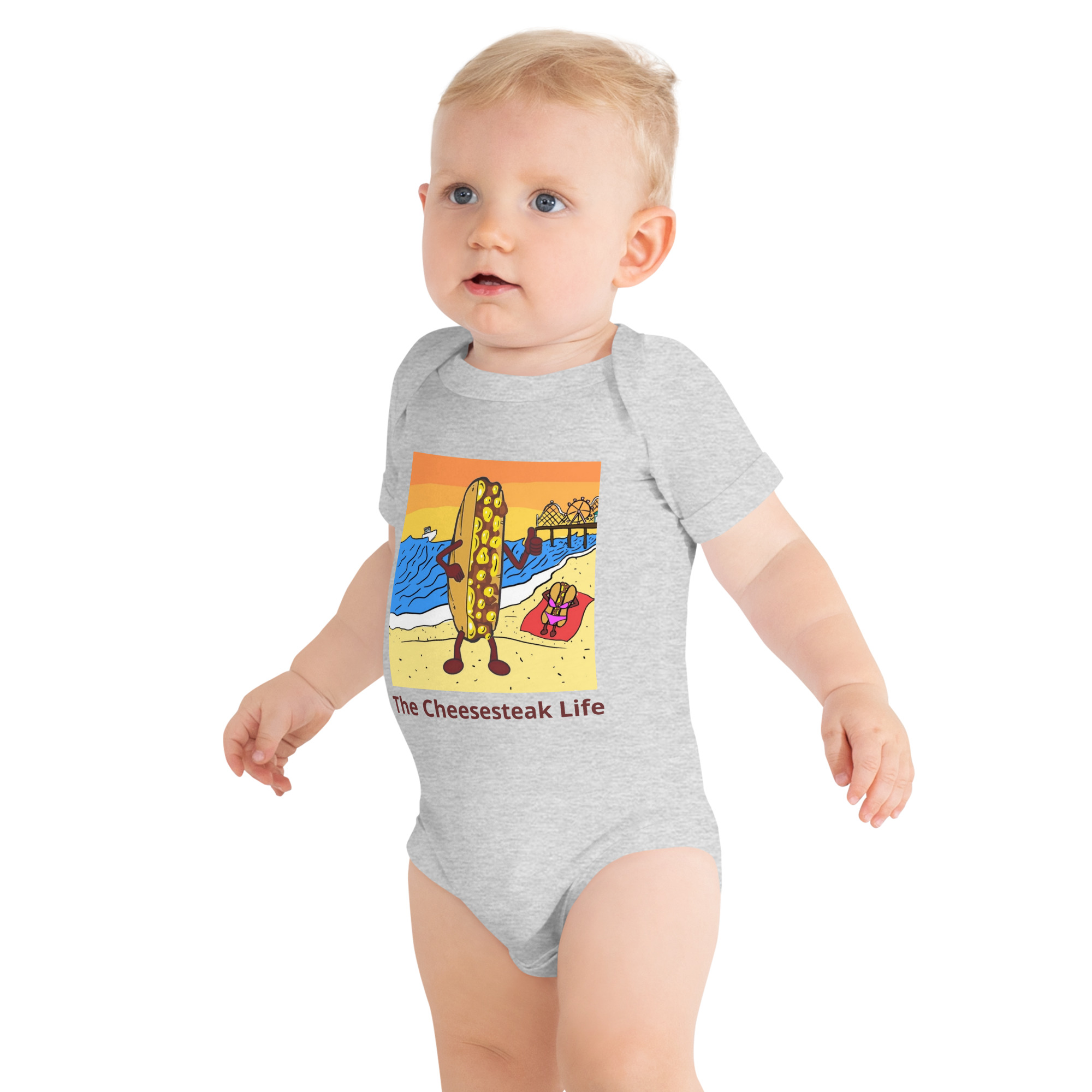 Baby short sleeve one piece - Cheesey Beach - Image 3