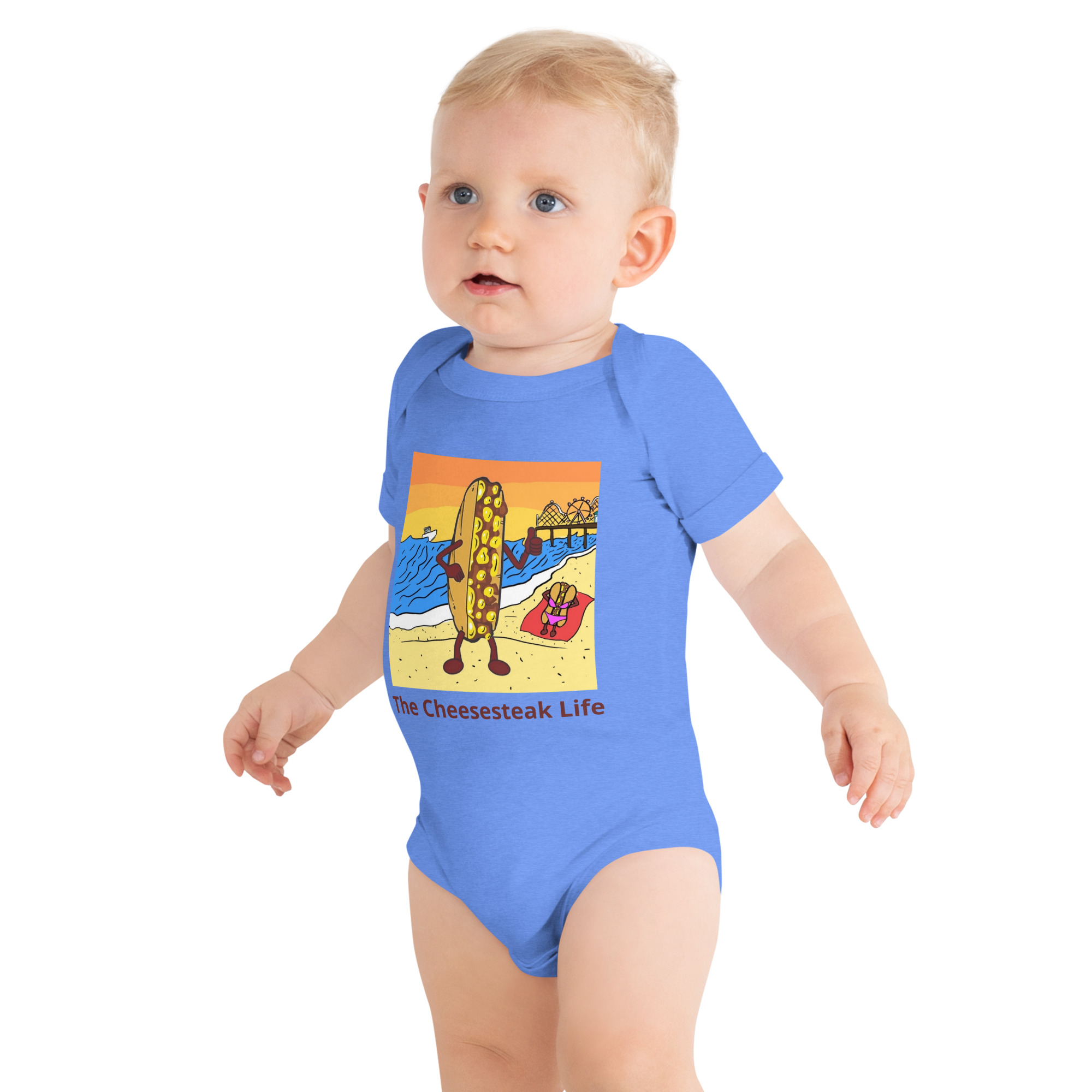 Baby short sleeve one piece - Cheesey Beach - Image 2
