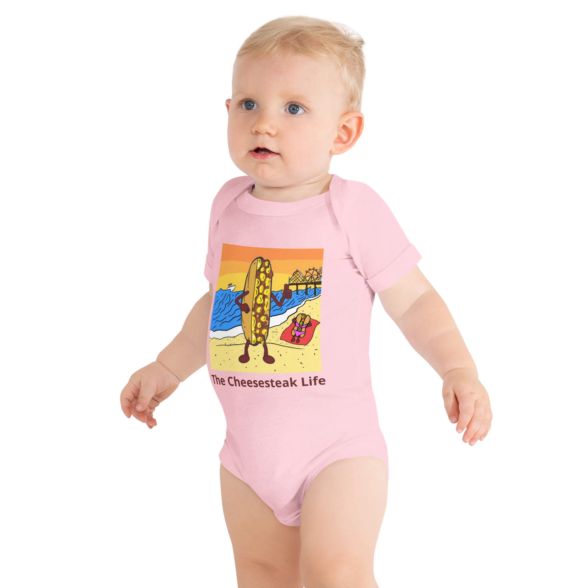 Baby short sleeve one piece - Cheesey Beach - Image 4