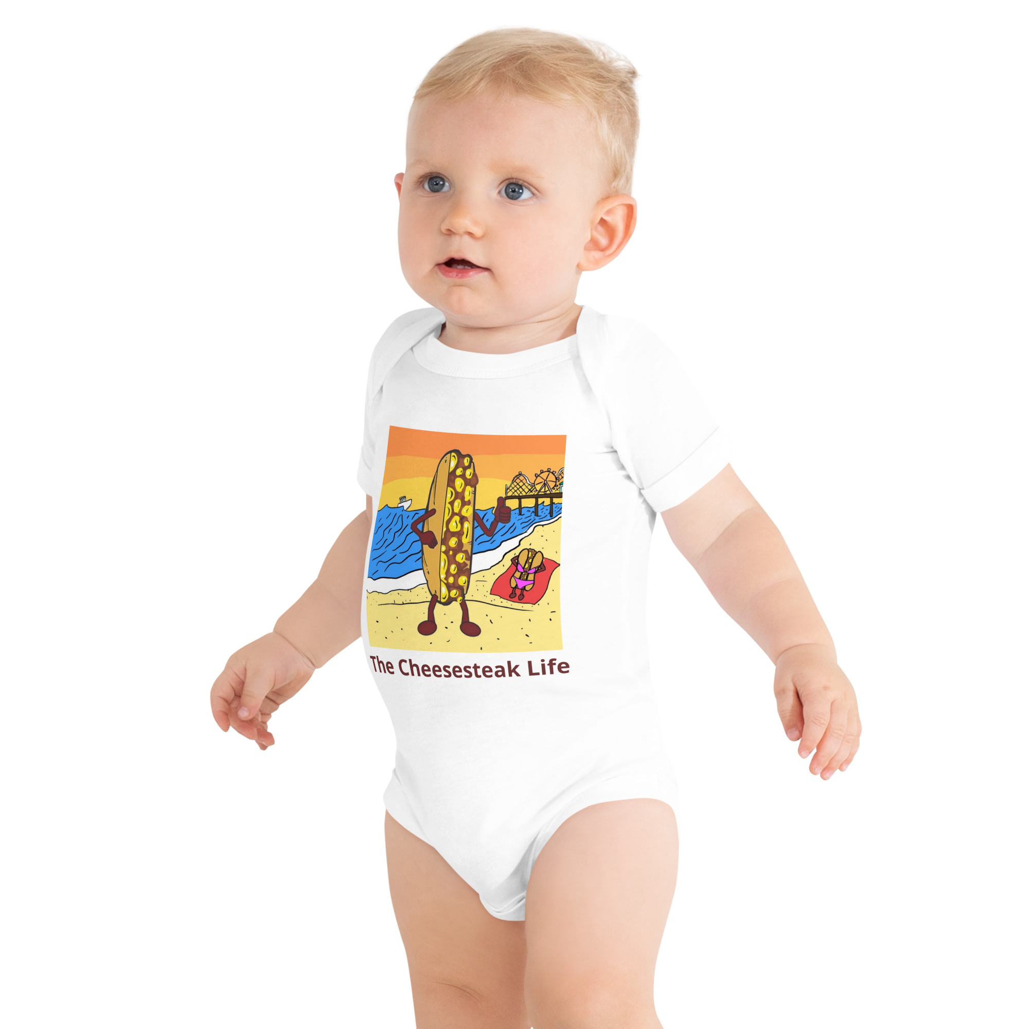 Baby short sleeve one piece - Cheesey Beach - Image 5