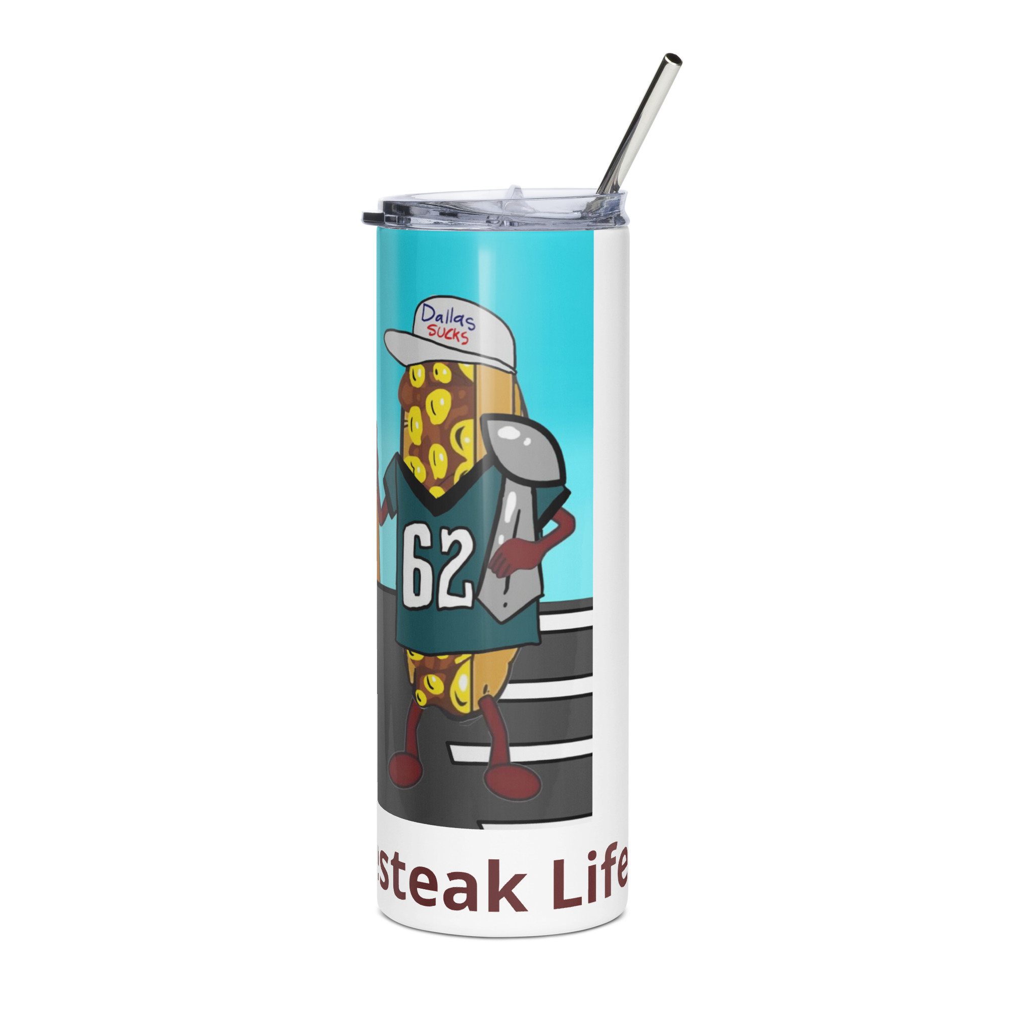 Stainless steel tumbler - Cheesesteak Life - Cheesey Eagles Fan - Image 3