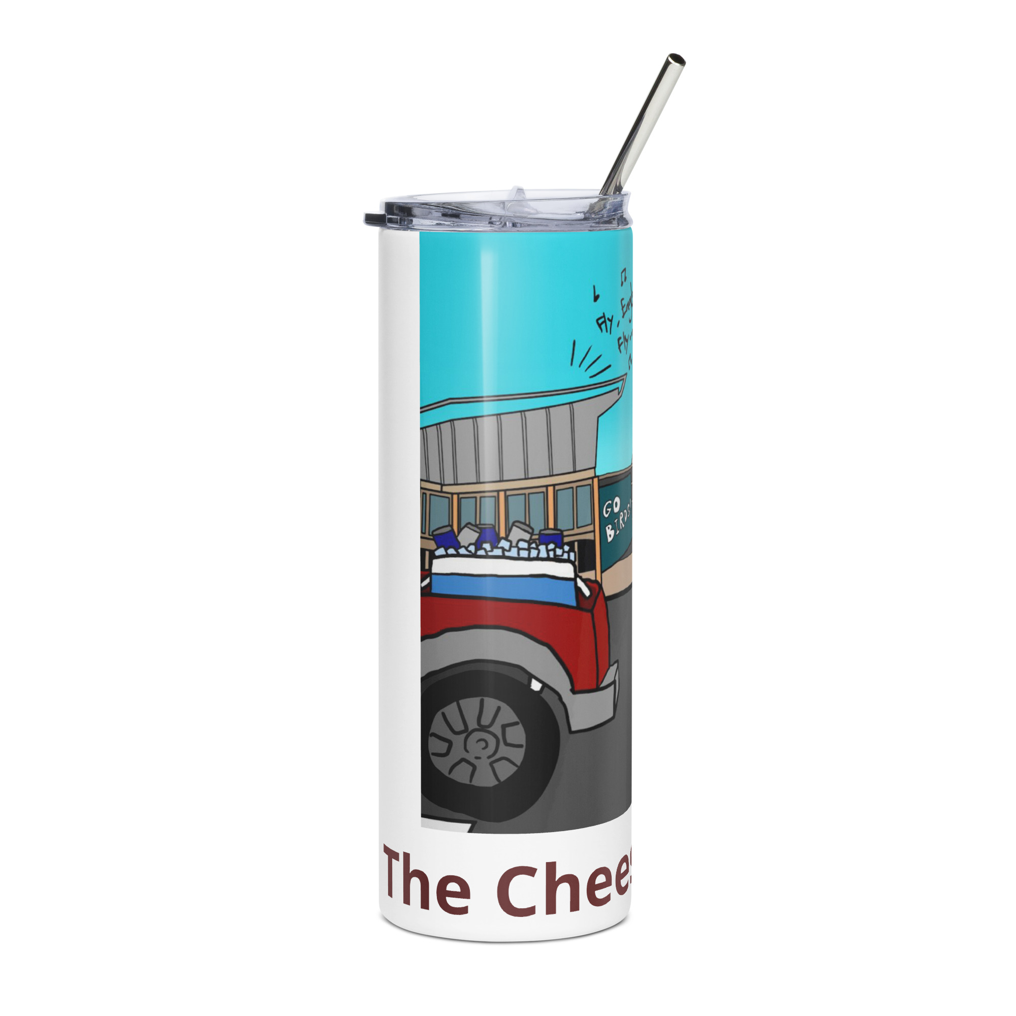 Stainless steel tumbler - Cheesesteak Life - Cheesey Eagles Fan - Image 4