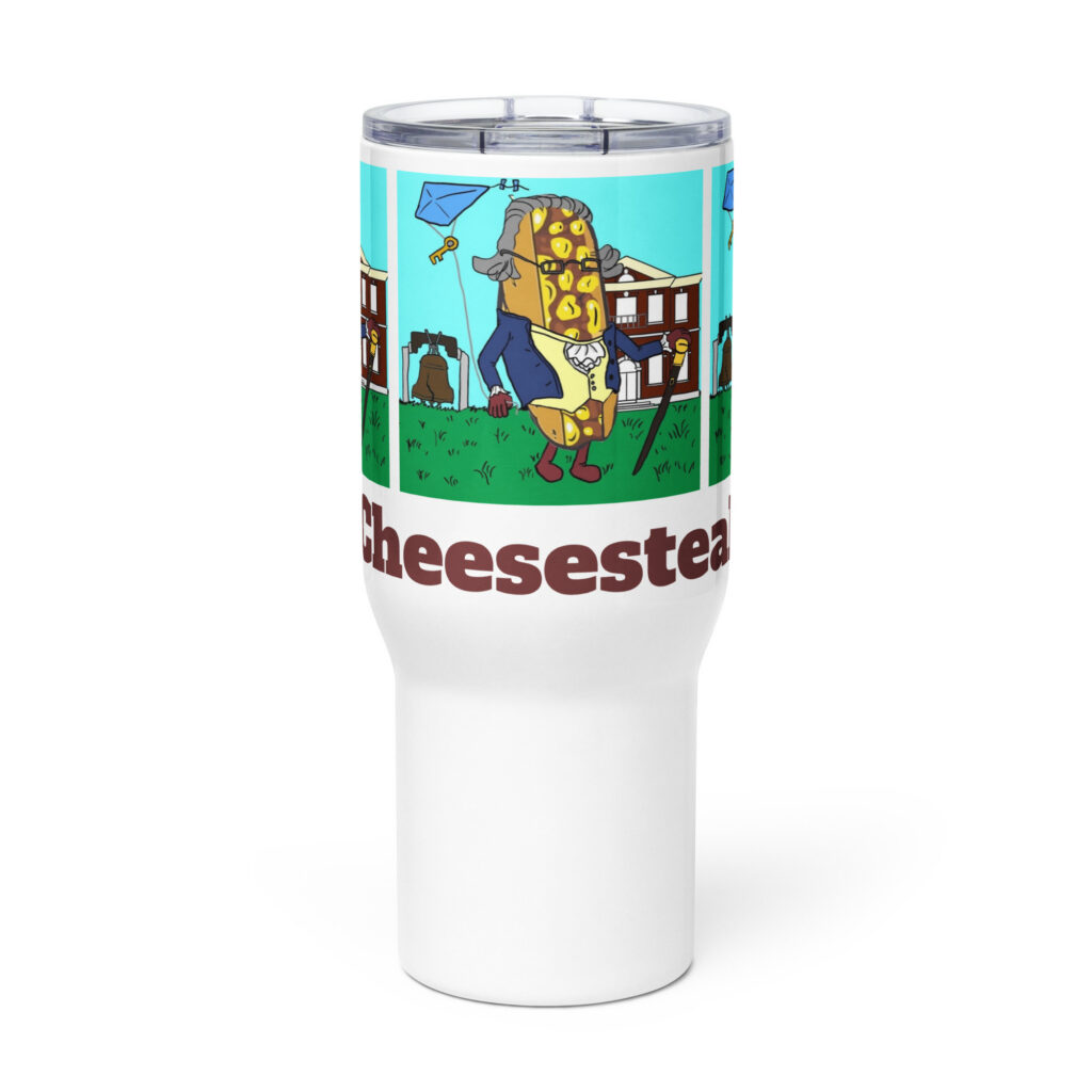 Travel mug with a handle - Cheesesteak Life - Cheesey History