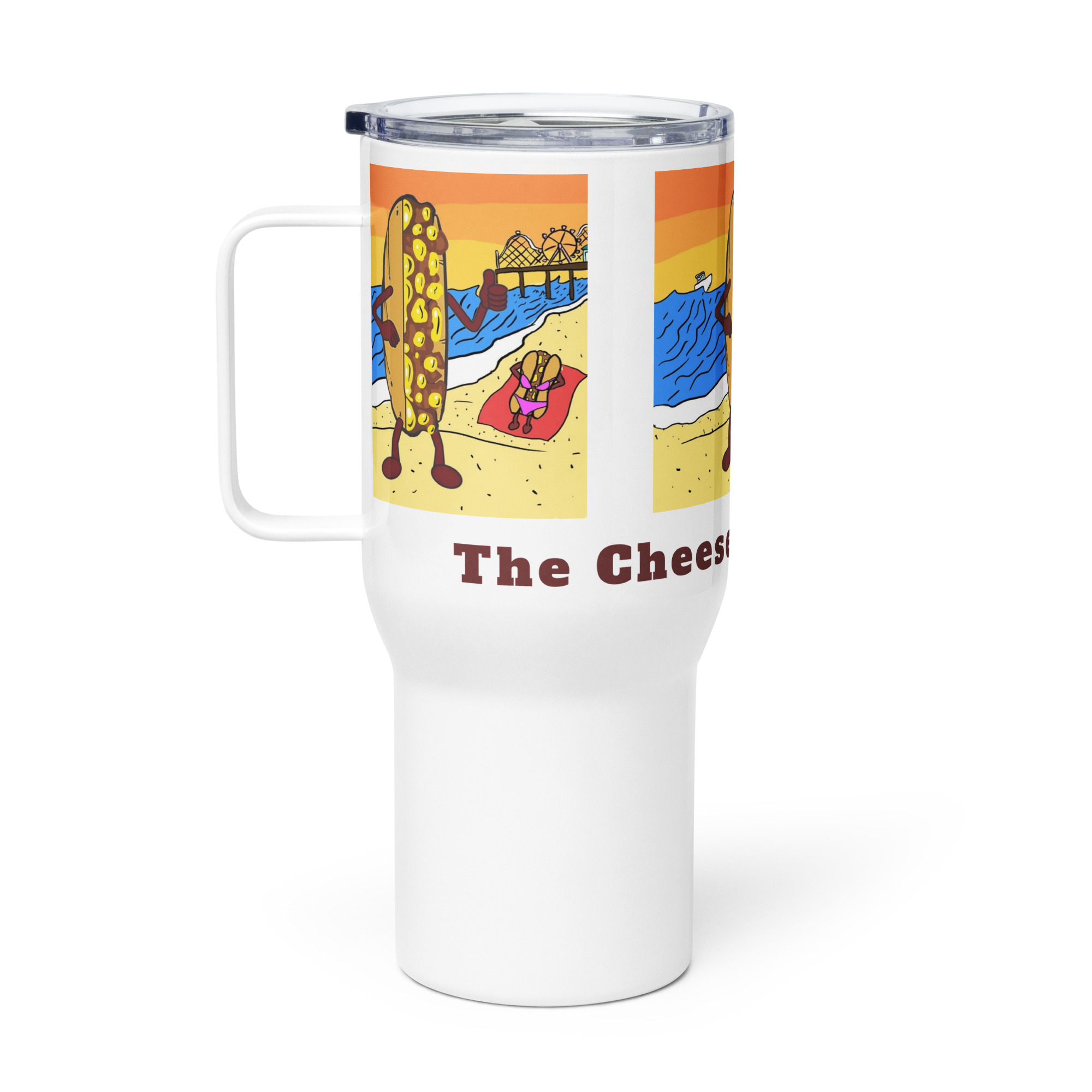 Travel mug with a handle - Cheesey Beach - Image 2