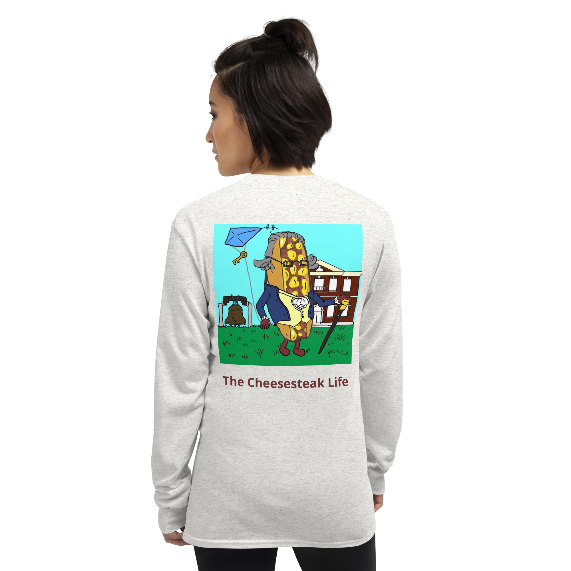 Long Sleeve T-Shirt - Cheesesteak Life - Amigo Dan - Cheesey History on back - Image 16