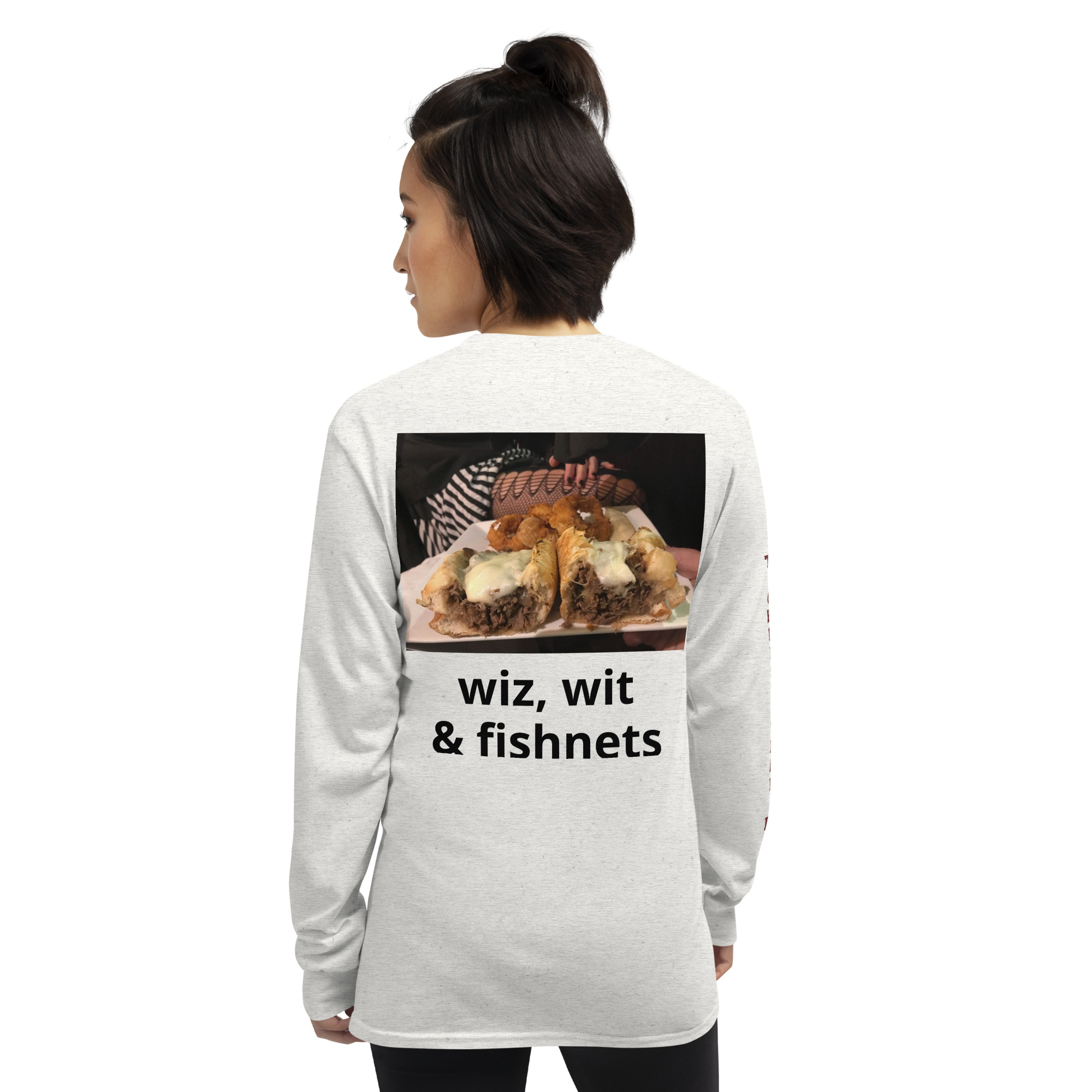 Long Sleeve Shirt - Cheesesteak Life - Amigo Dan - Cheesey Fishnet Stockings on back - TCL on arm - Image 26