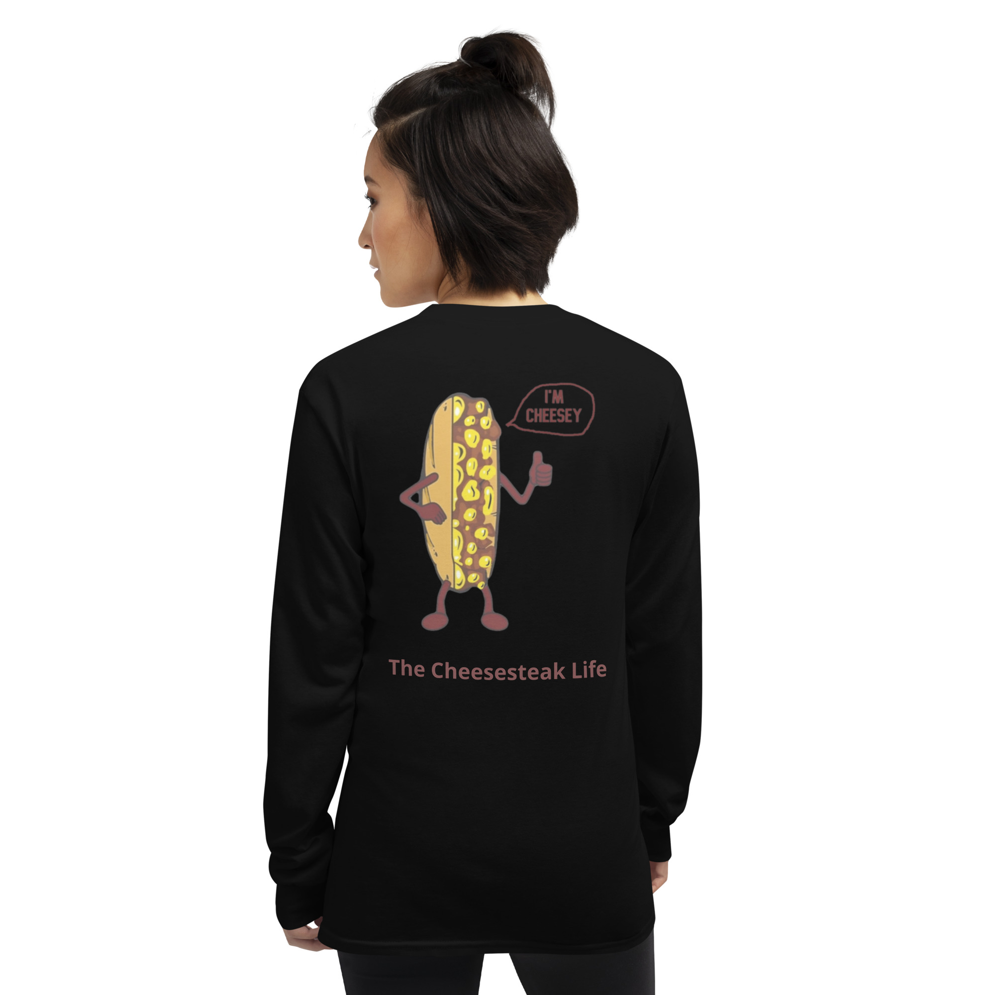 Long Sleeve T-Shirt - Cheesesteak Life - Amigo Dan - Mr. Cheesey on back - Image 2