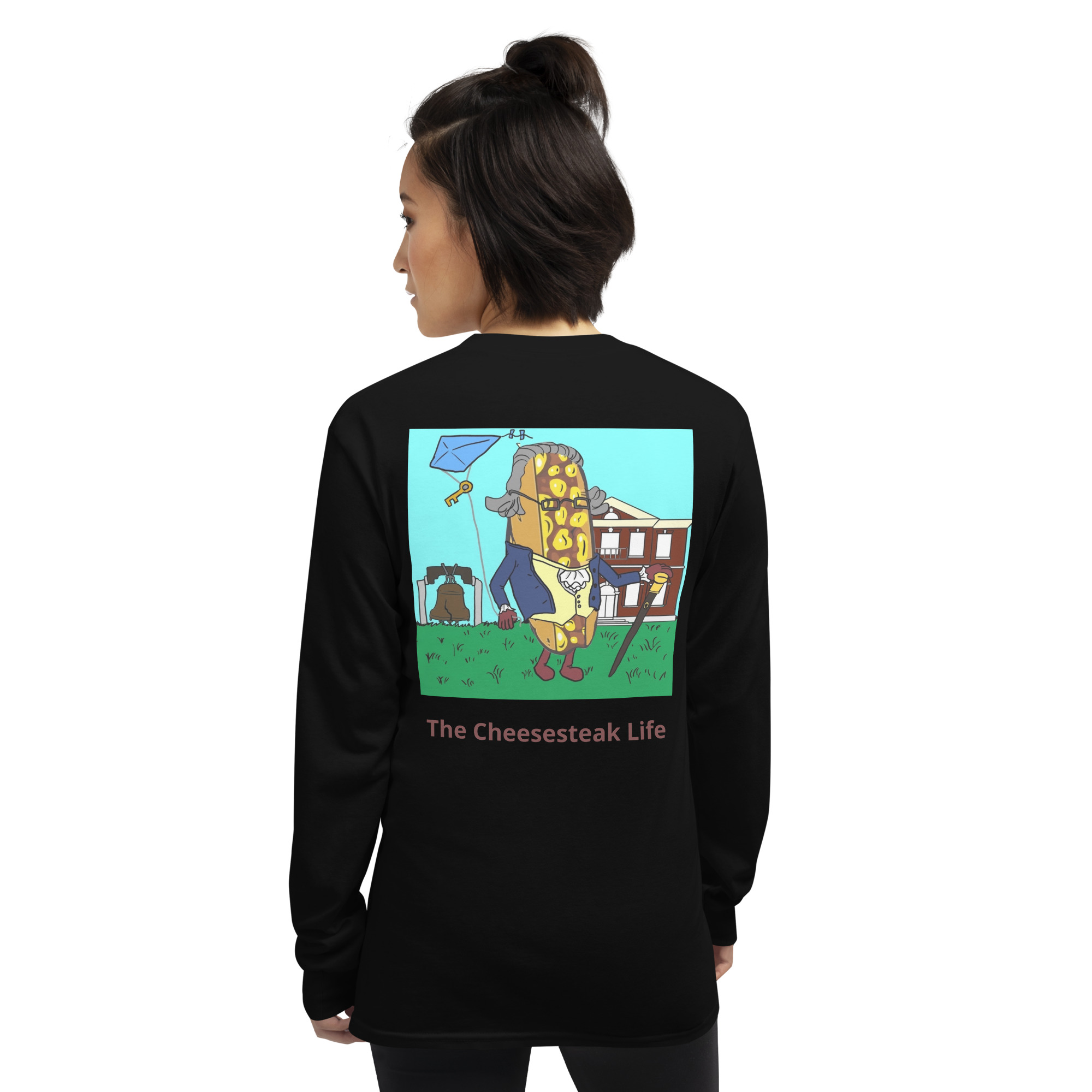 Long Sleeve T-Shirt - Cheesesteak Life - Amigo Dan - Cheesey History on back - Image 2